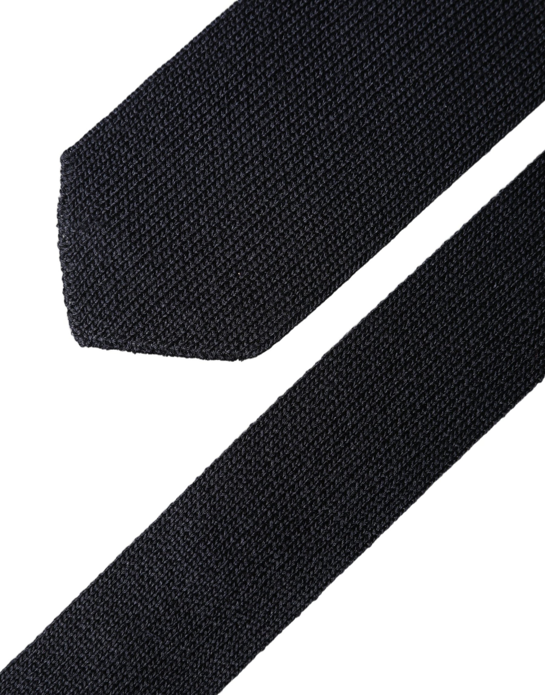 Dolce & Gabbana Dark Blue Solid 100% Silk Adjustable Men Necktie Tie | Regal Royce