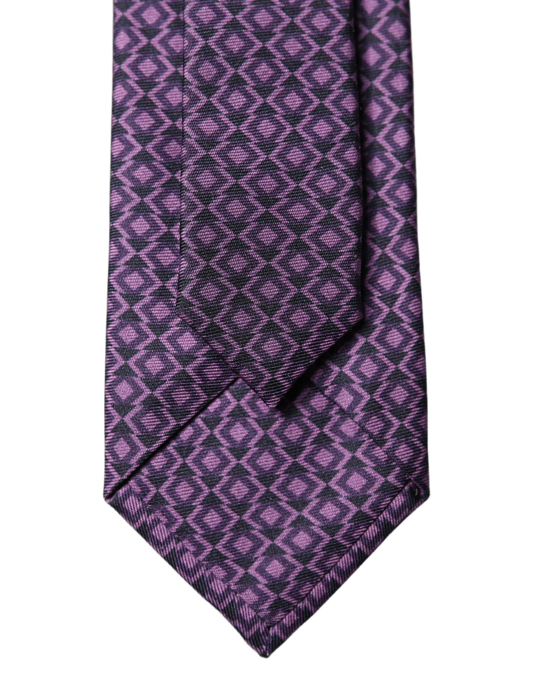 Dolce & Gabbana Purple Patterned 100% Silk Adjustable Men Necktie Tie | Regal Royce