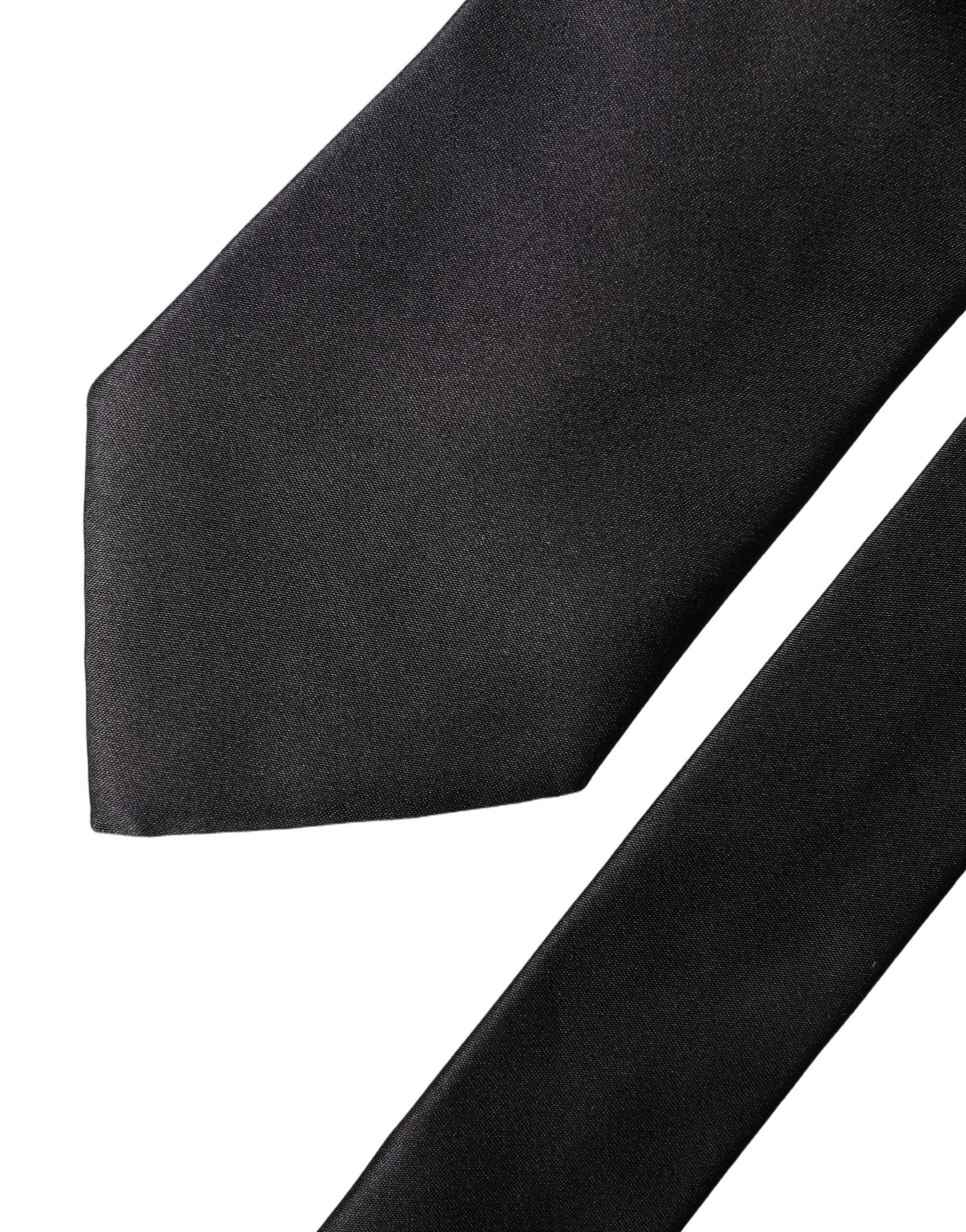 Dolce & Gabbana Brown Logo Embroidery Silk Adjustable Men Necktie Tie | Regal Royce