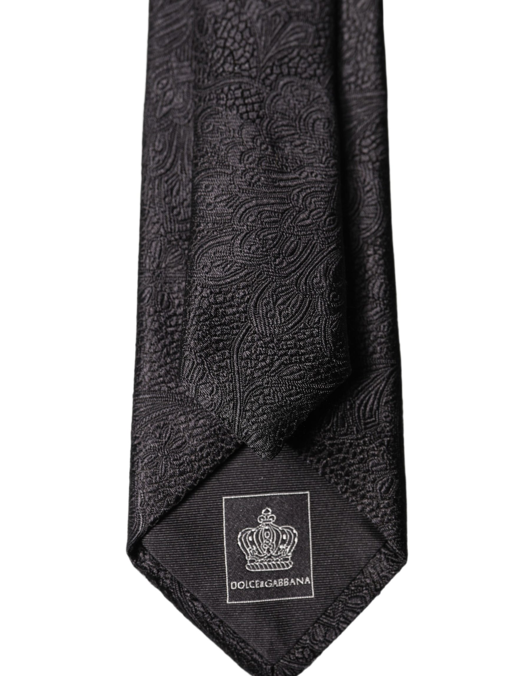 Dolce & Gabbana Black Solid 100% Silk Adjustable Men Tied Necktie Tie | Regal Royce