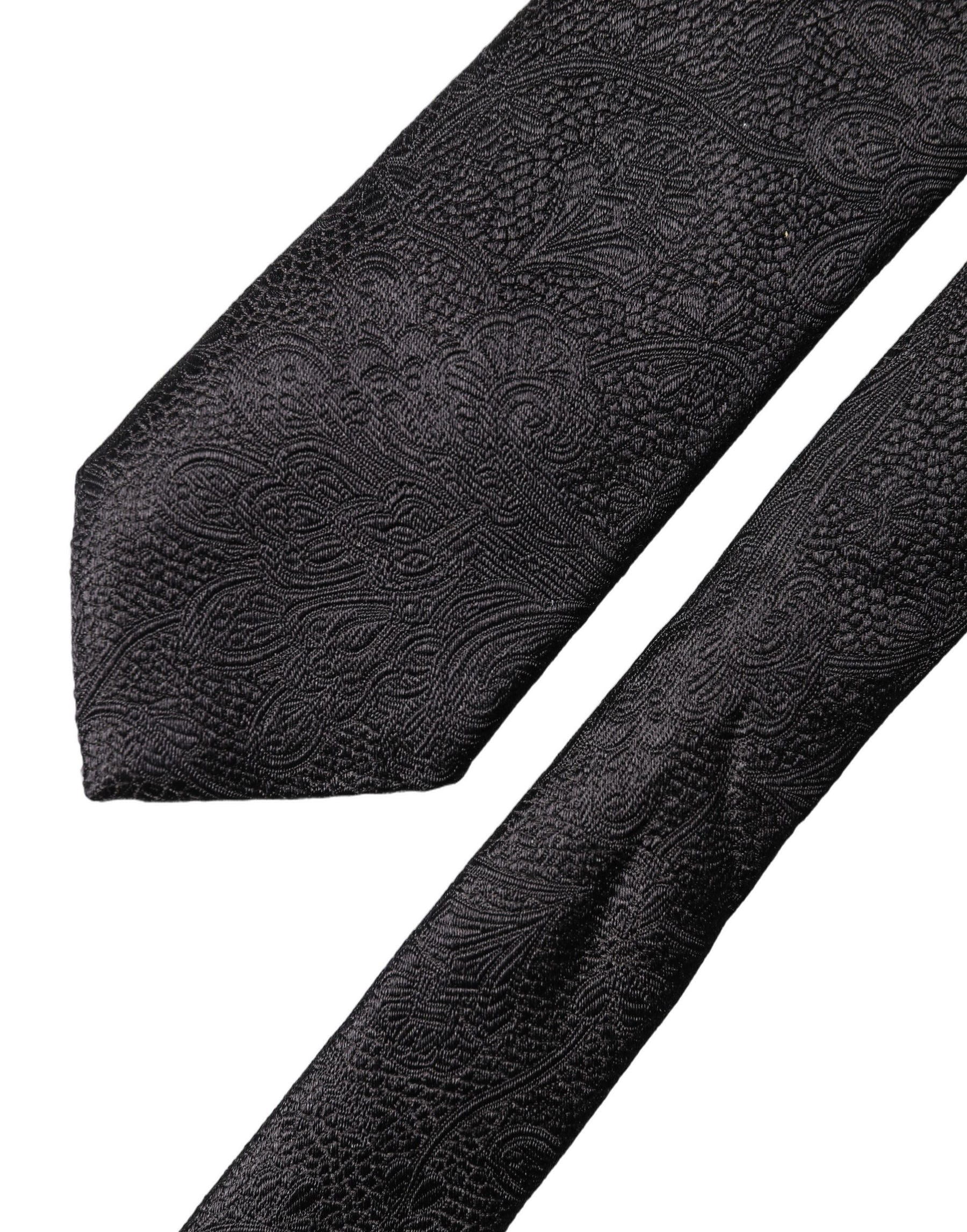 Dolce & Gabbana Black Solid 100% Silk Adjustable Men Tied Necktie Tie | Regal Royce