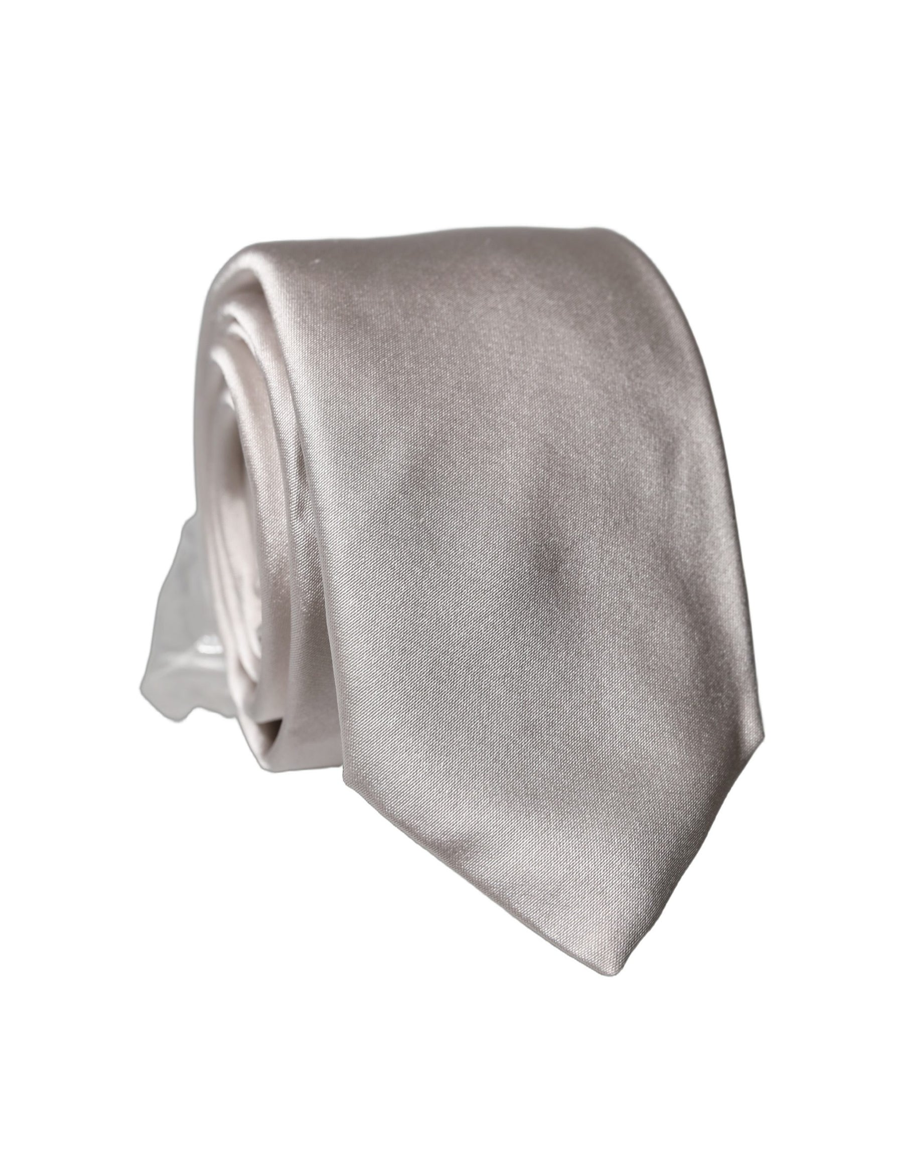 Dolce & Gabbana Light Gray Silk Satin Wide Adjustable Men Necktie Tie | Regal Royce
