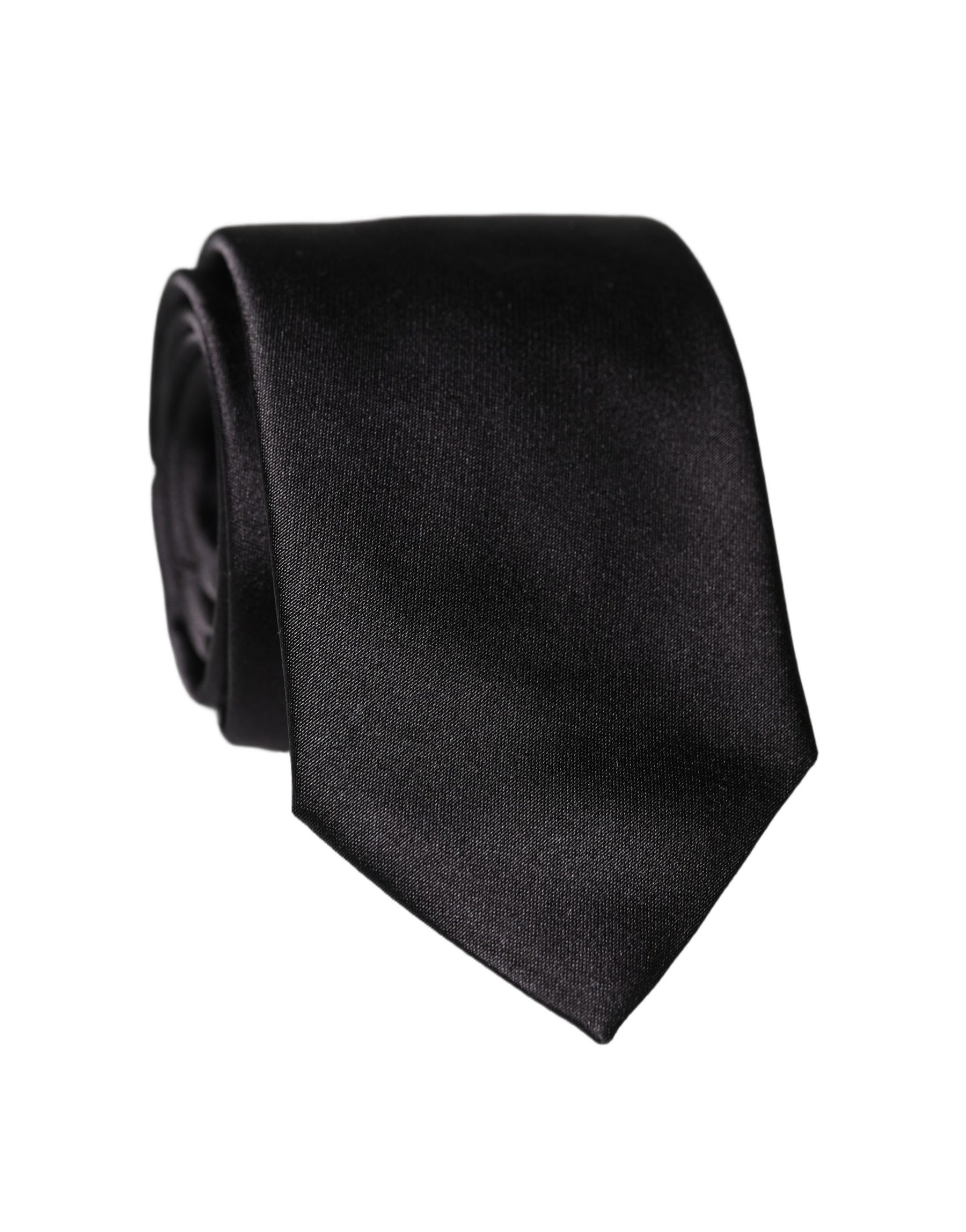 Dolce & Gabbana Black Solid 100% Silk Adjustable Men Tied Necktie Tie | Regal Royce