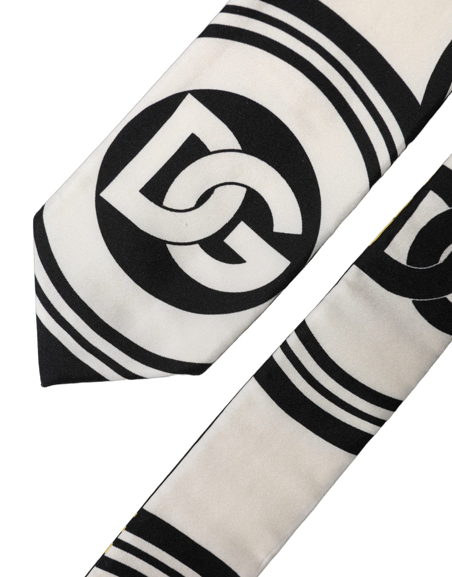 Dolce & Gabbana Multicolor Monogram Print Silk Adjustable Men Necktie Tie | Regal Royce