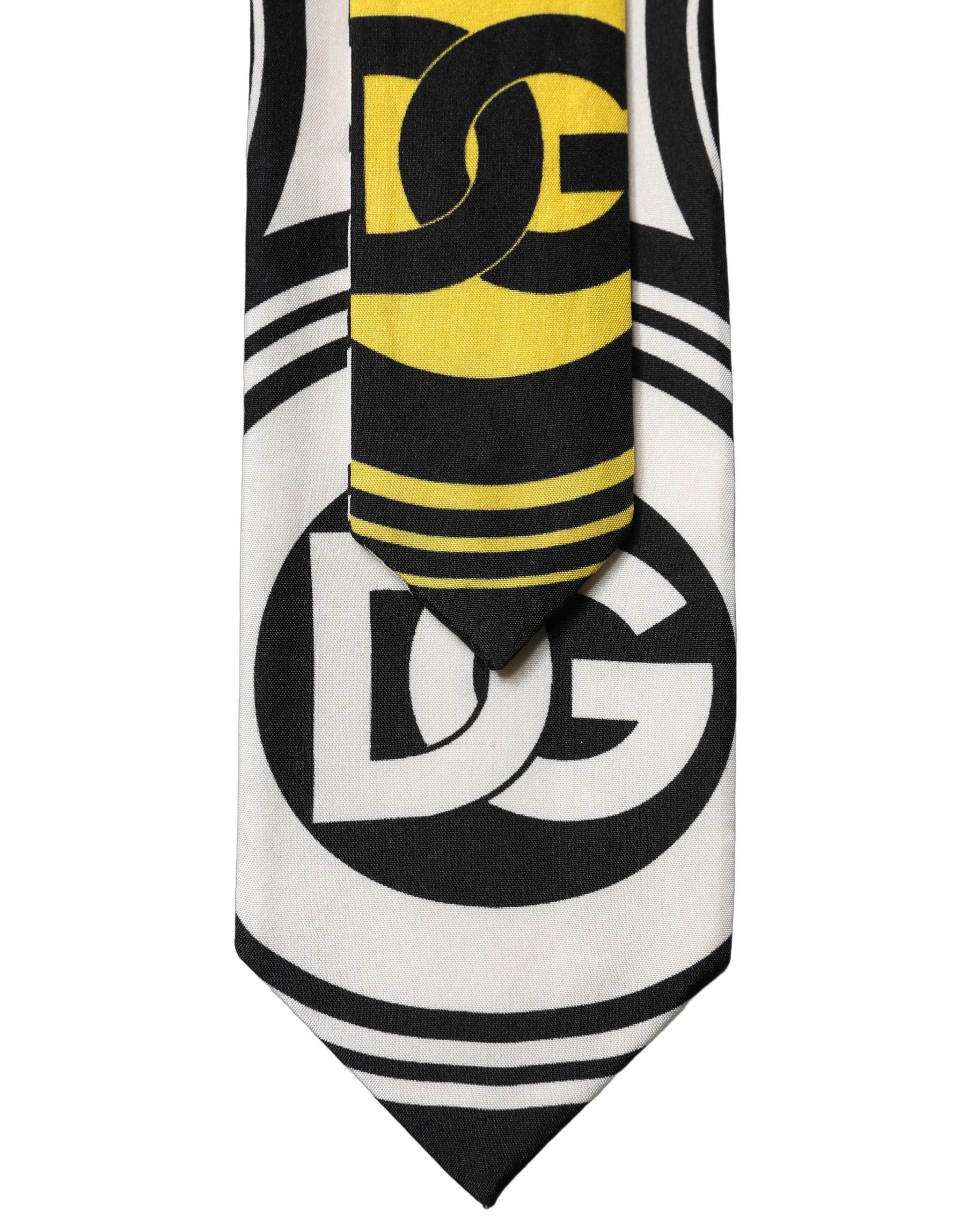 Dolce & Gabbana Multicolor Monogram Print Silk Adjustable Men Necktie Tie | Regal Royce