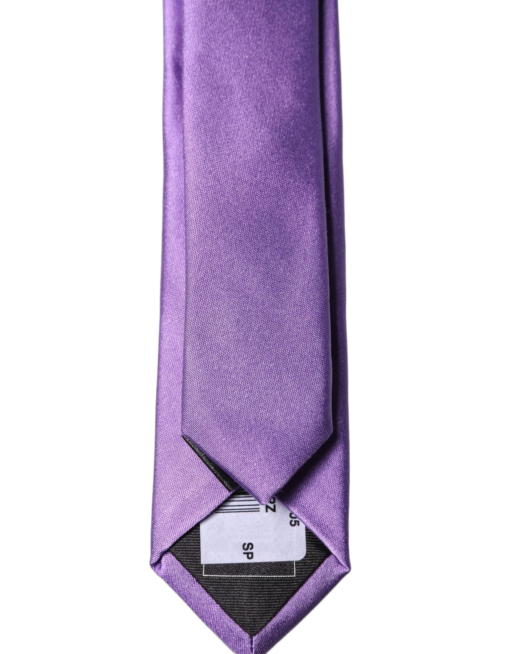 Dolce & Gabbana Purple Solid 100% Silk Adjustable Men Tied Necktie Tie | Regal Royce