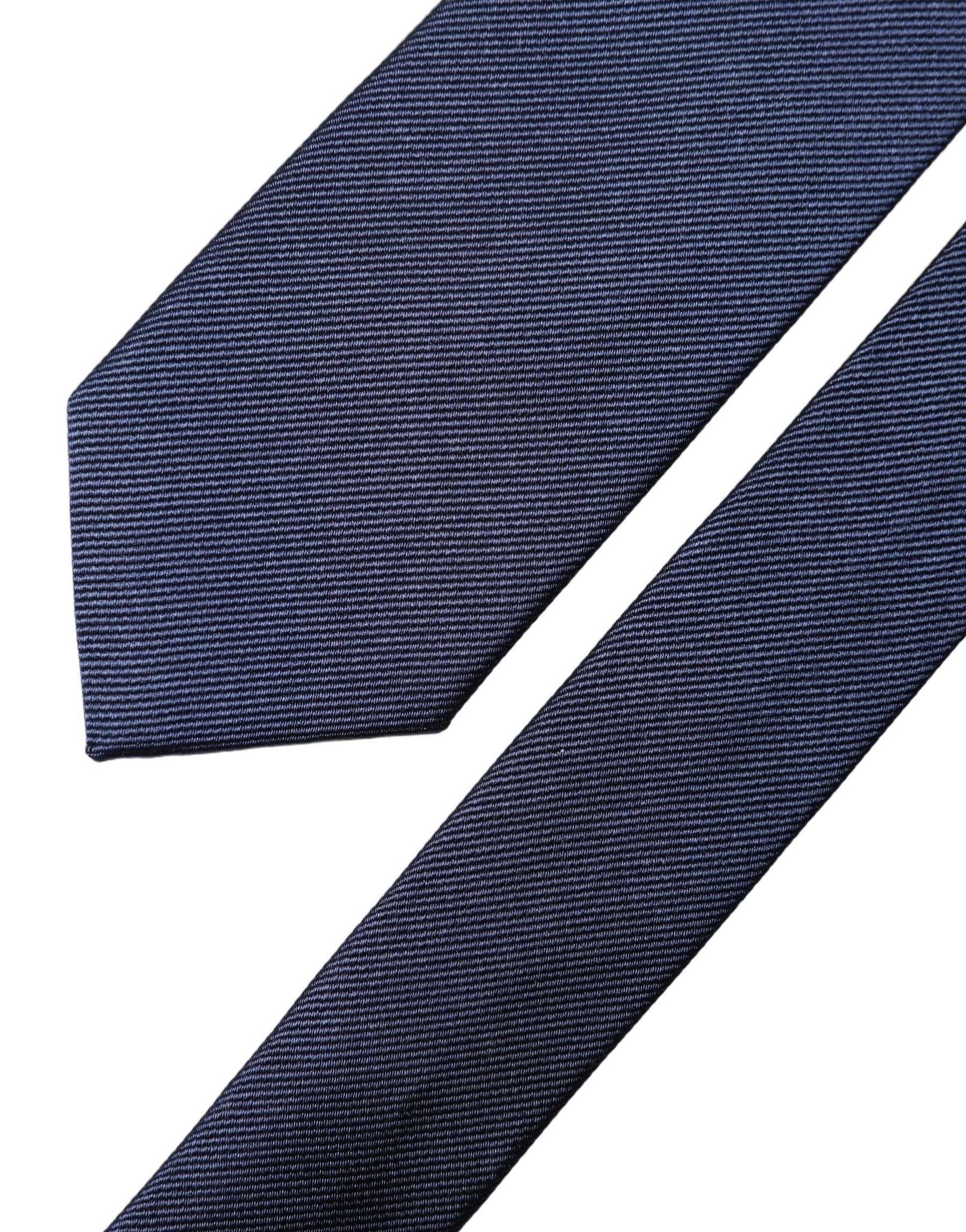 Dolce & Gabbana Navy Blue Solid 100% Silk Adjustable Men Necktie Tie | Regal Royce