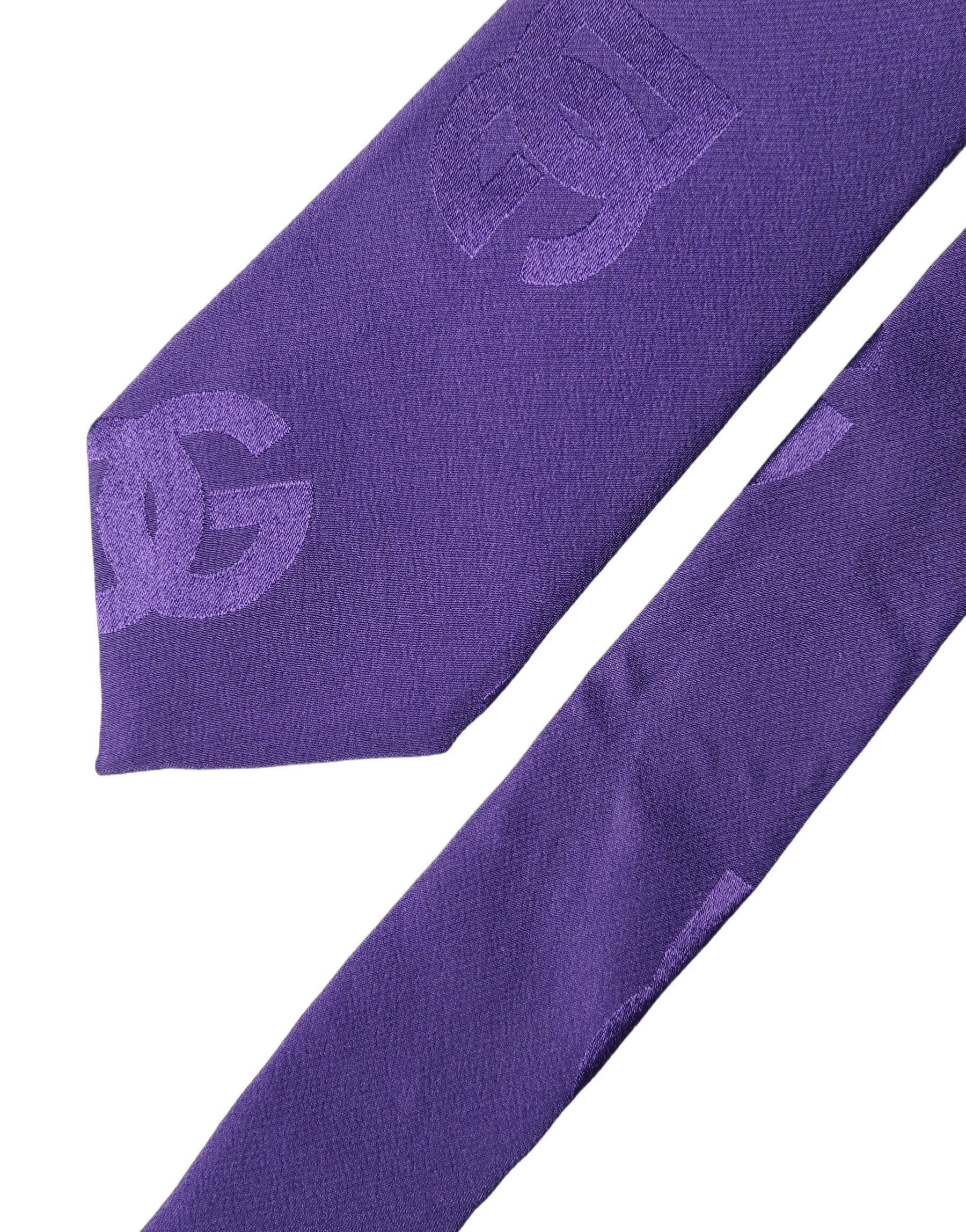 Dolce & Gabbana Purple DG Logo Monogram Silk Adjustable Men Necktie Tie | Regal Royce