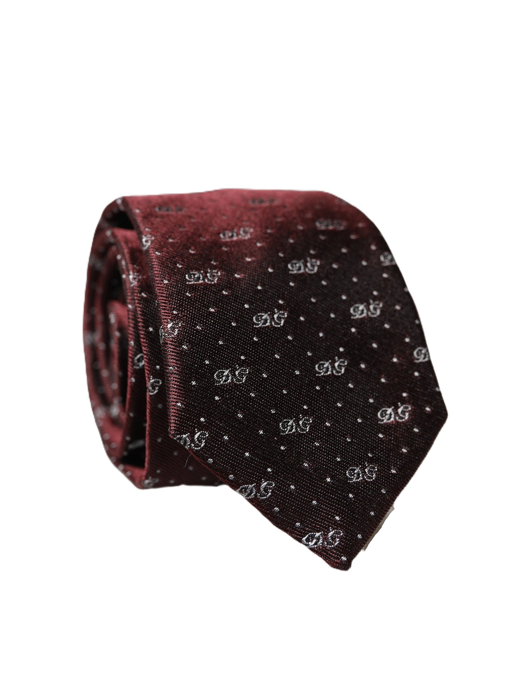 Dolce & Gabbana Burgundy Logo Monogram Silk Adjustable Men Necktie Tie | Regal Royce