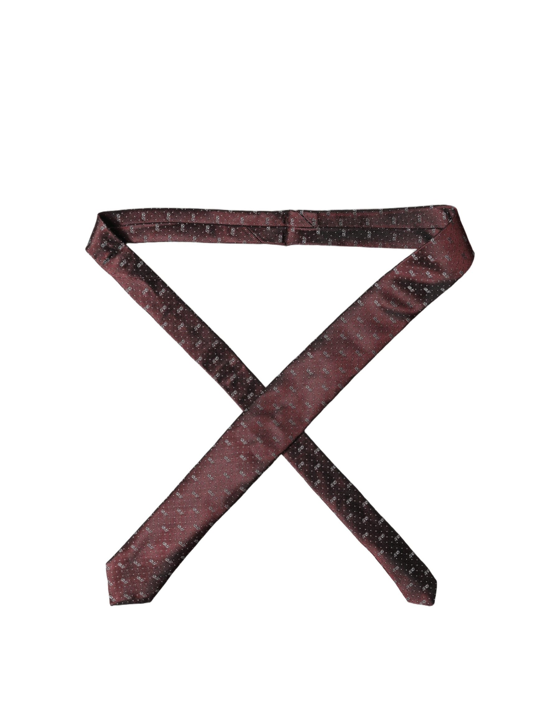 Dolce & Gabbana Burgundy Logo Monogram Silk Adjustable Men Necktie Tie | Regal Royce