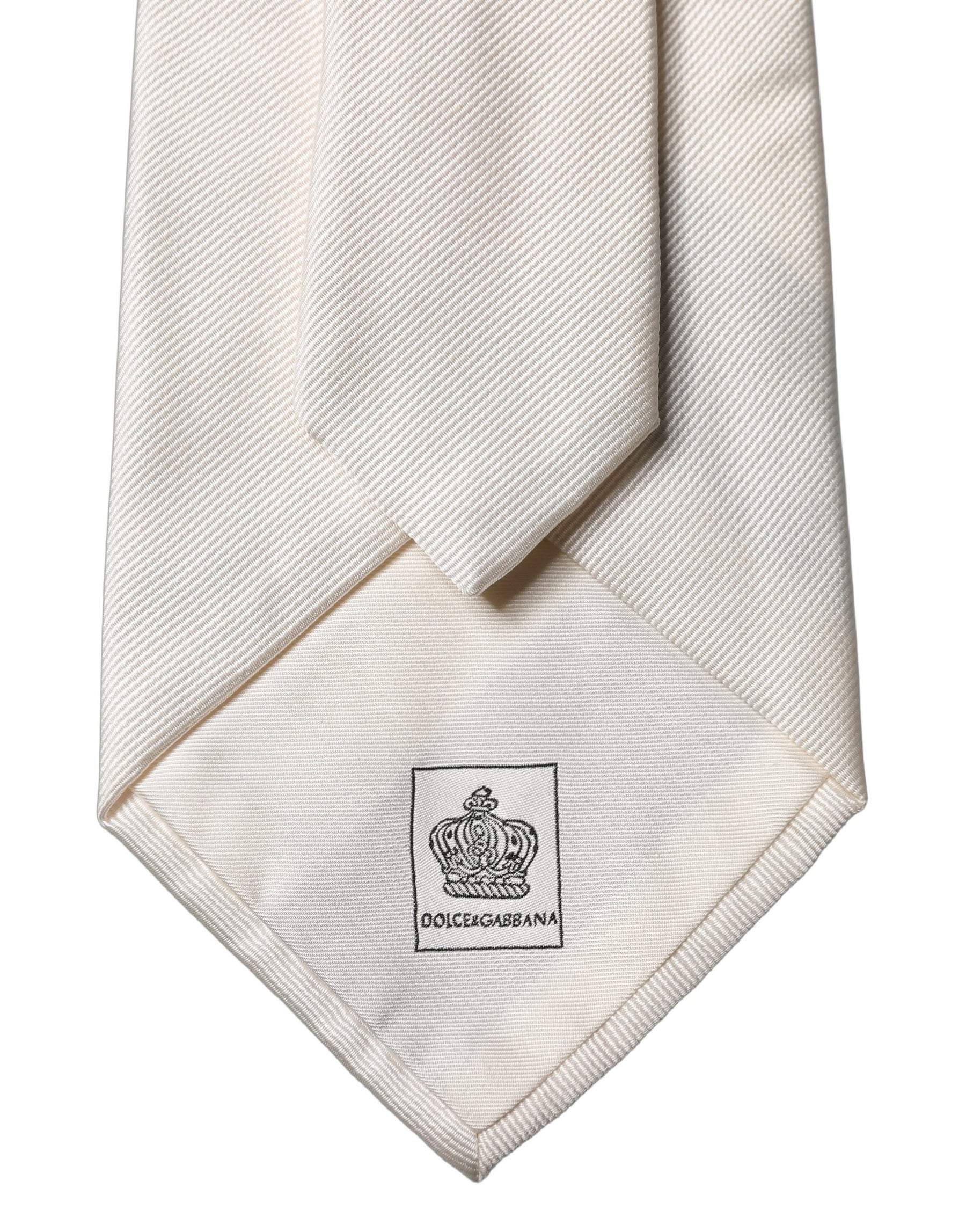 Dolce & Gabbana White Tattoo Floral Silk Adjustable Men Tied Necktie Tie | Regal Royce