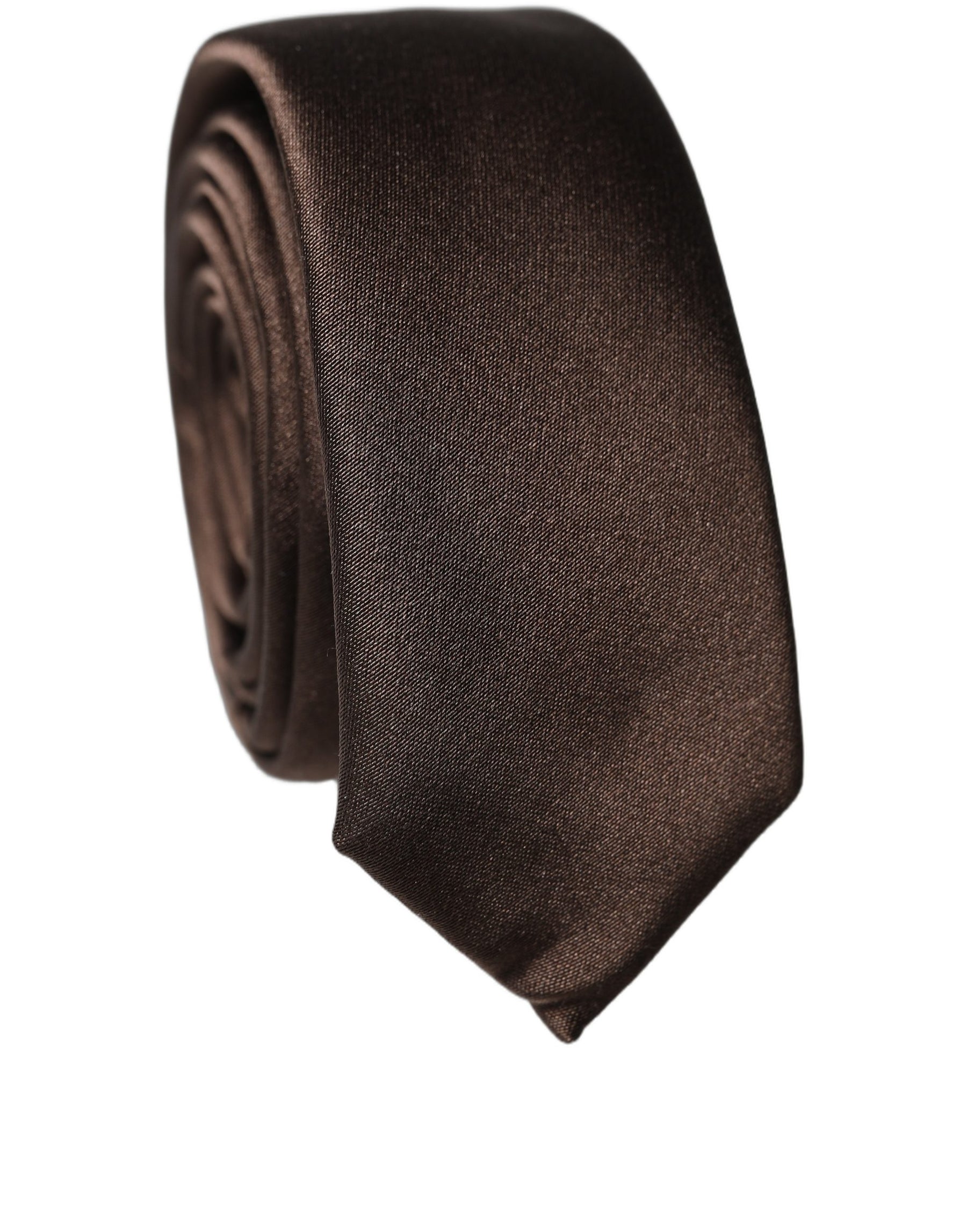 Dolce & Gabbana Brown Solid 100% Silk Adjustable Men Tied Necktie Tie | Regal Royce