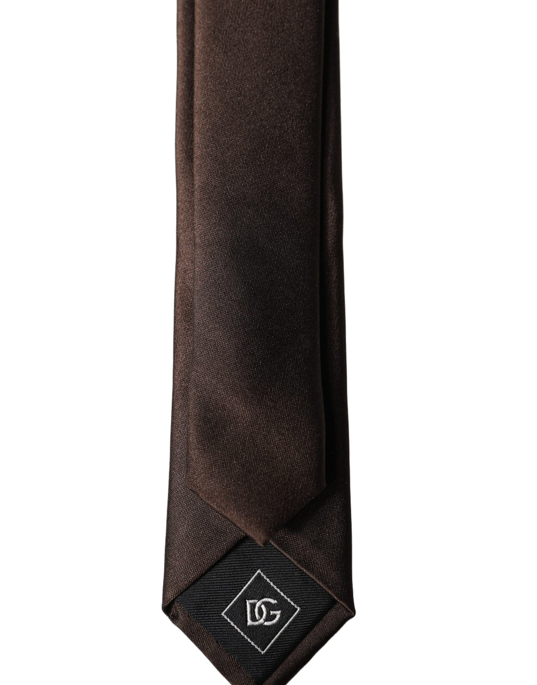 Dolce & Gabbana Brown Solid 100% Silk Adjustable Men Tied Necktie Tie | Regal Royce