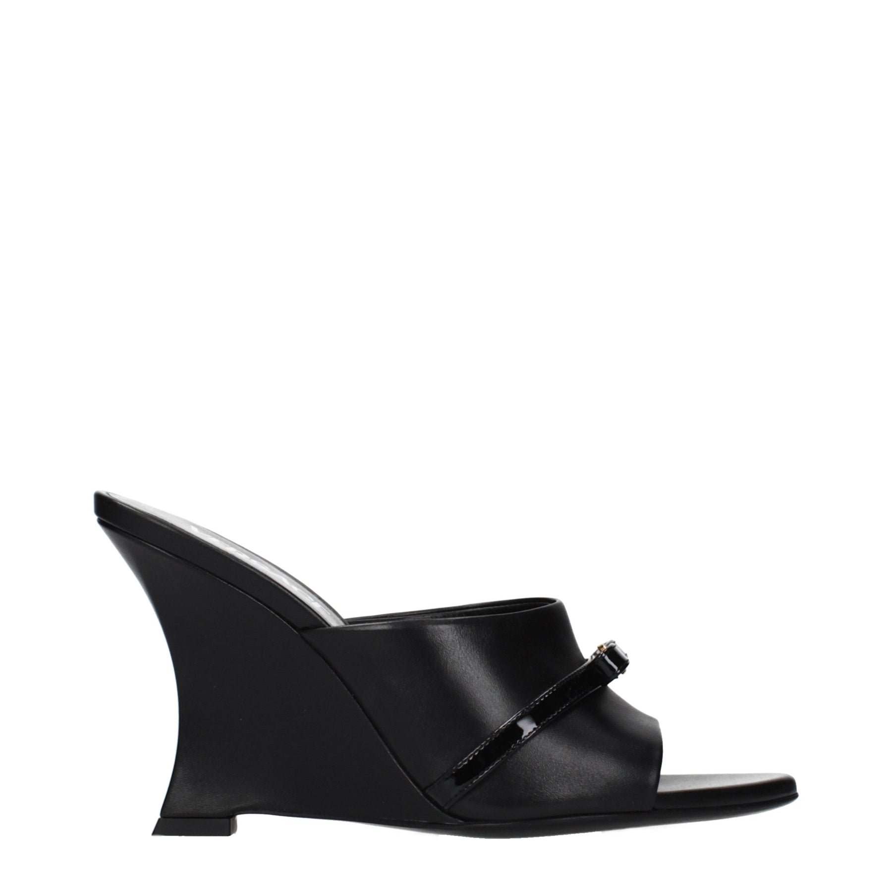 Versace Black Leather Wedge Sandals | Regal Royce