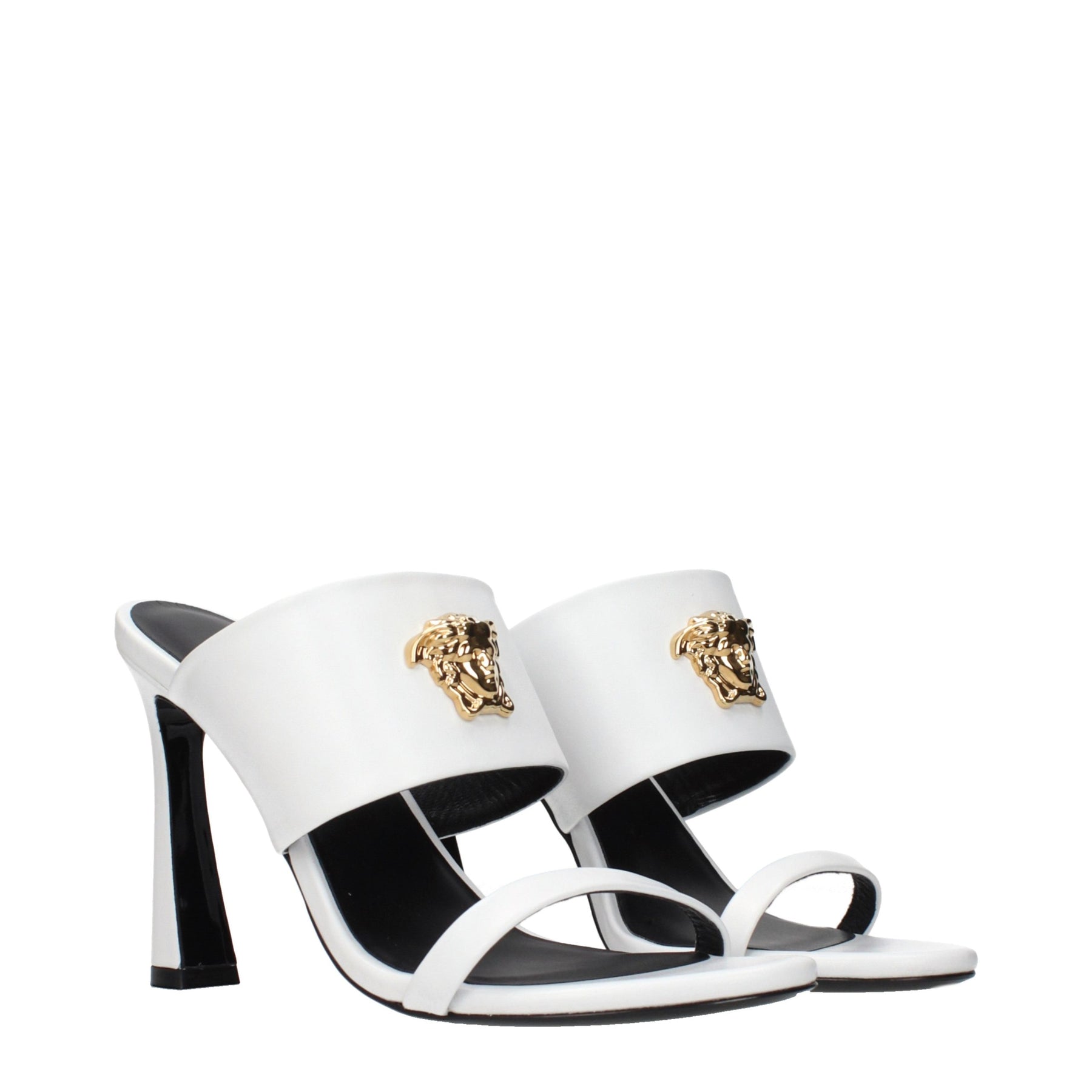 Versace White Leather Stiletto Heel Sandals | Regal Royce