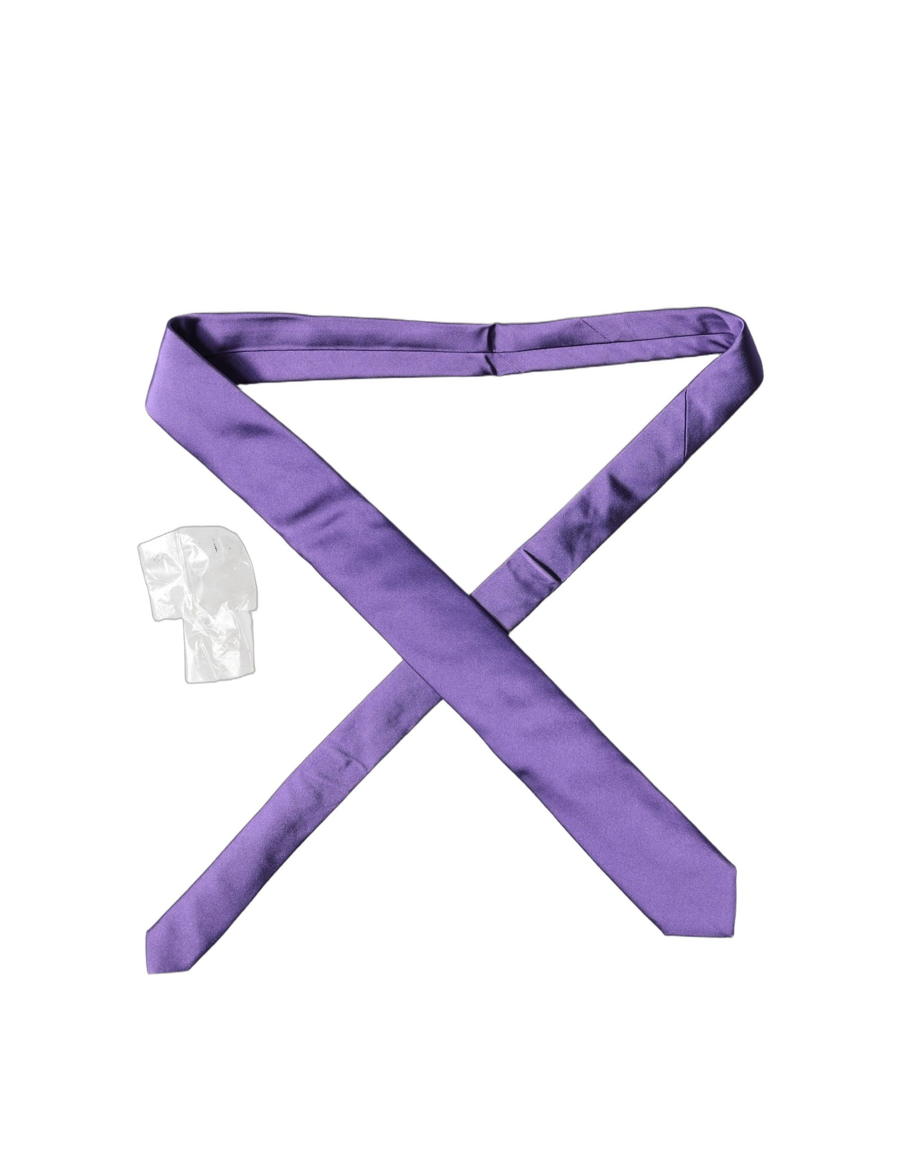 Dolce & Gabbana Purple Satin 100% Silk Adjustable Men Tied Necktie Tie | Regal Royce