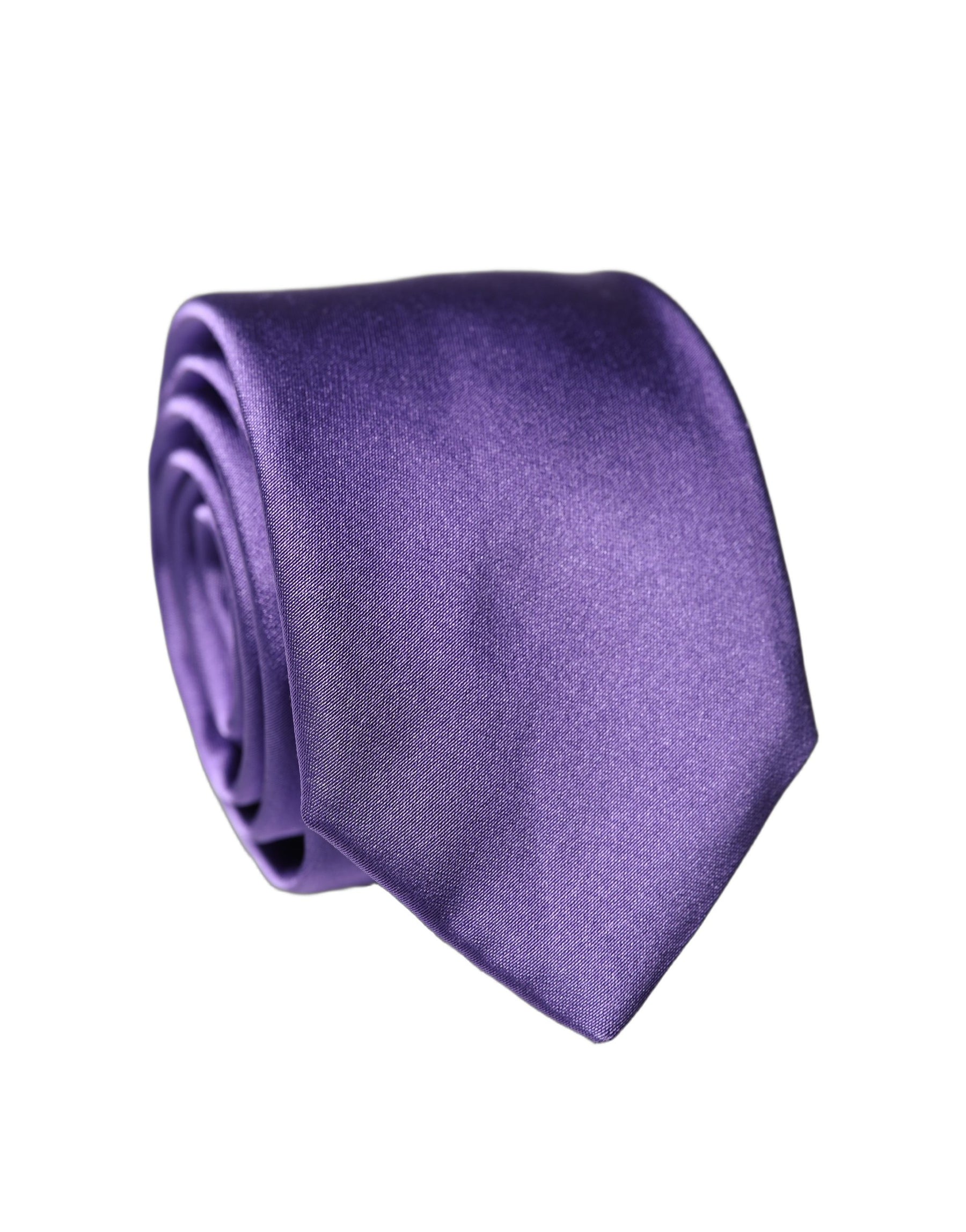 Dolce & Gabbana Purple Satin 100% Silk Adjustable Men Tied Necktie Tie | Regal Royce
