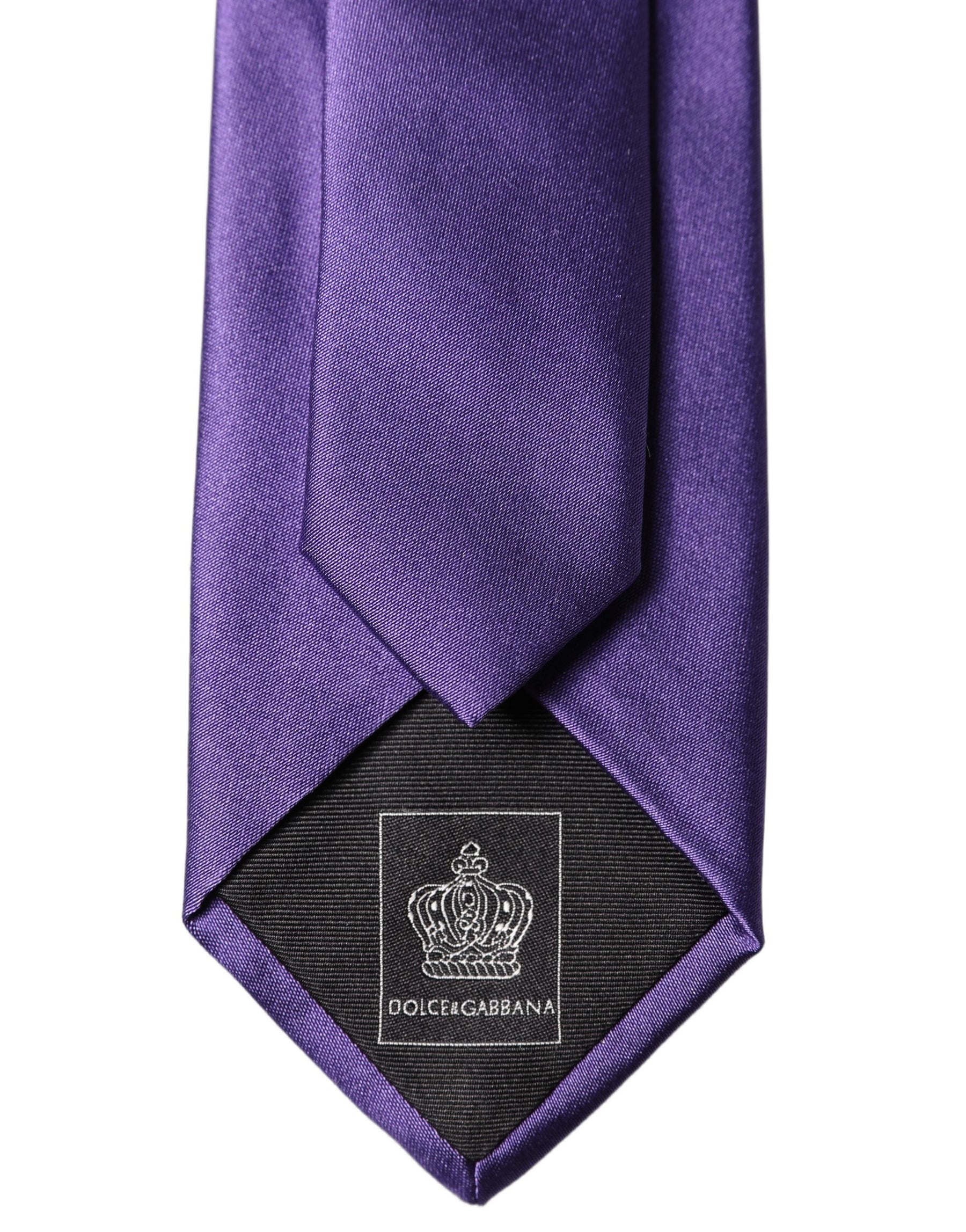 Dolce & Gabbana Purple Satin 100% Silk Adjustable Men Tied Necktie Tie | Regal Royce