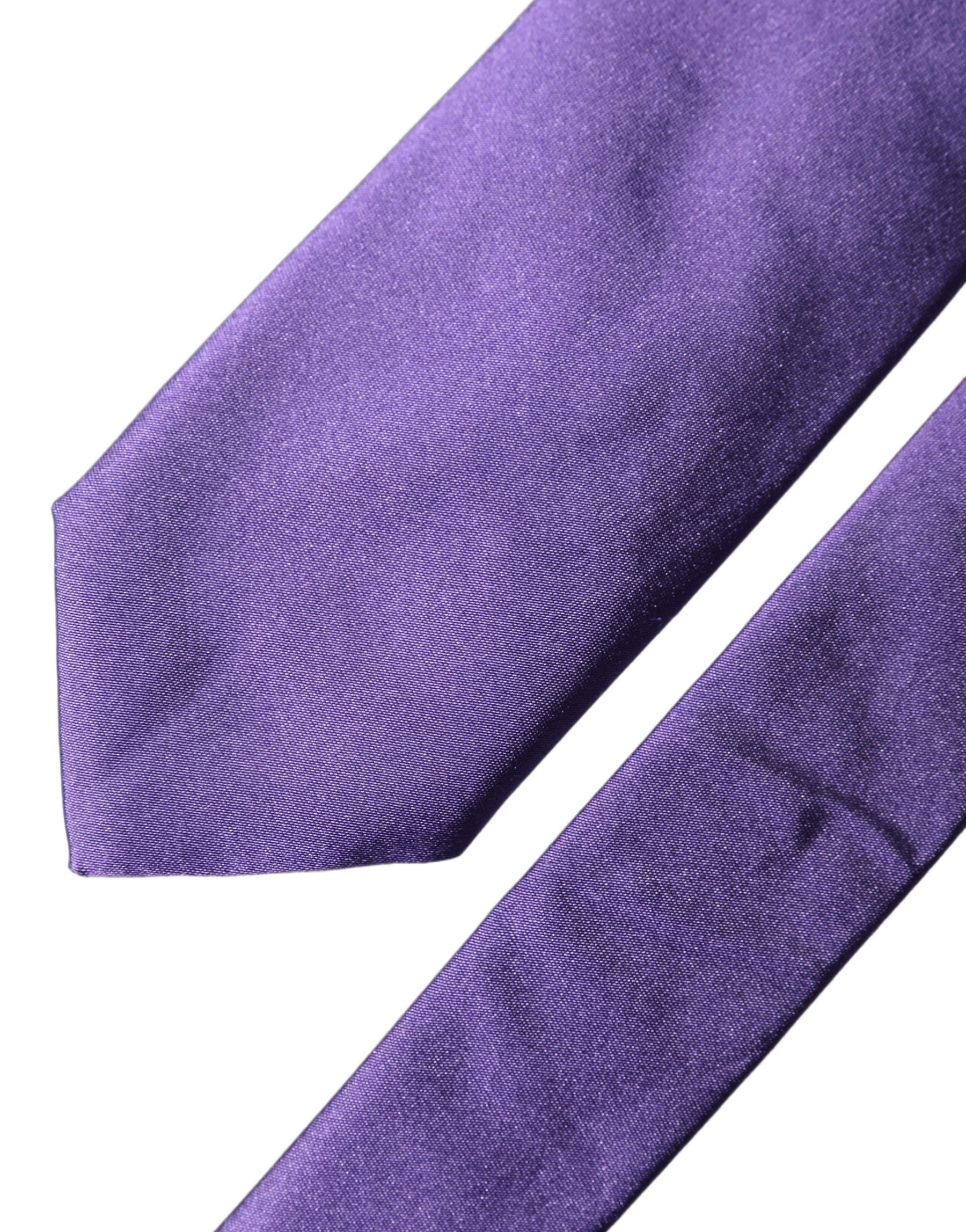 Dolce & Gabbana Purple Satin 100% Silk Adjustable Men Tied Necktie Tie | Regal Royce