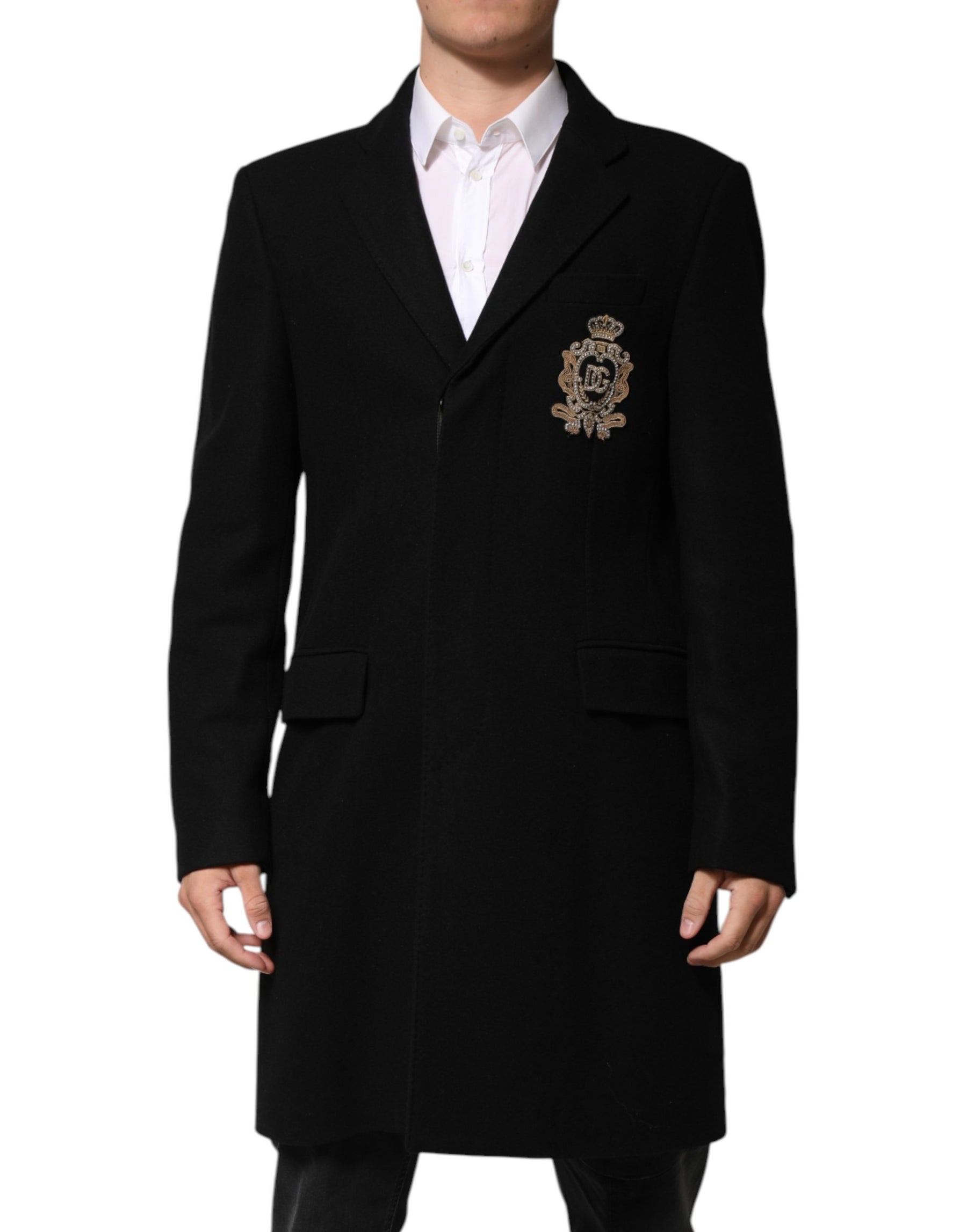Dolce & Gabbana Black Heraldic Patch Single Breasted Jacket | Regal Royce