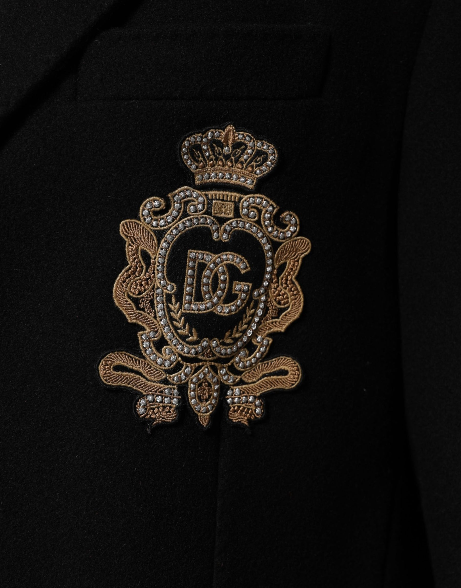 Dolce & Gabbana Black Heraldic Patch Single Breasted Jacket | Regal Royce