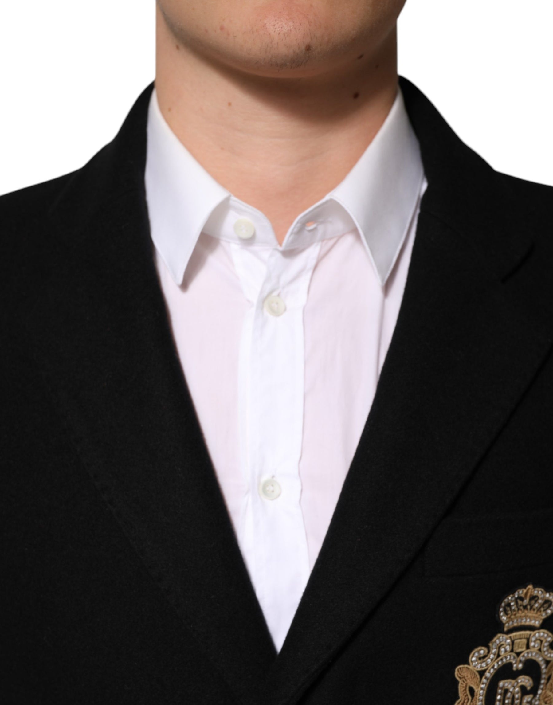 Dolce & Gabbana Black Heraldic Patch Single Breasted Jacket | Regal Royce