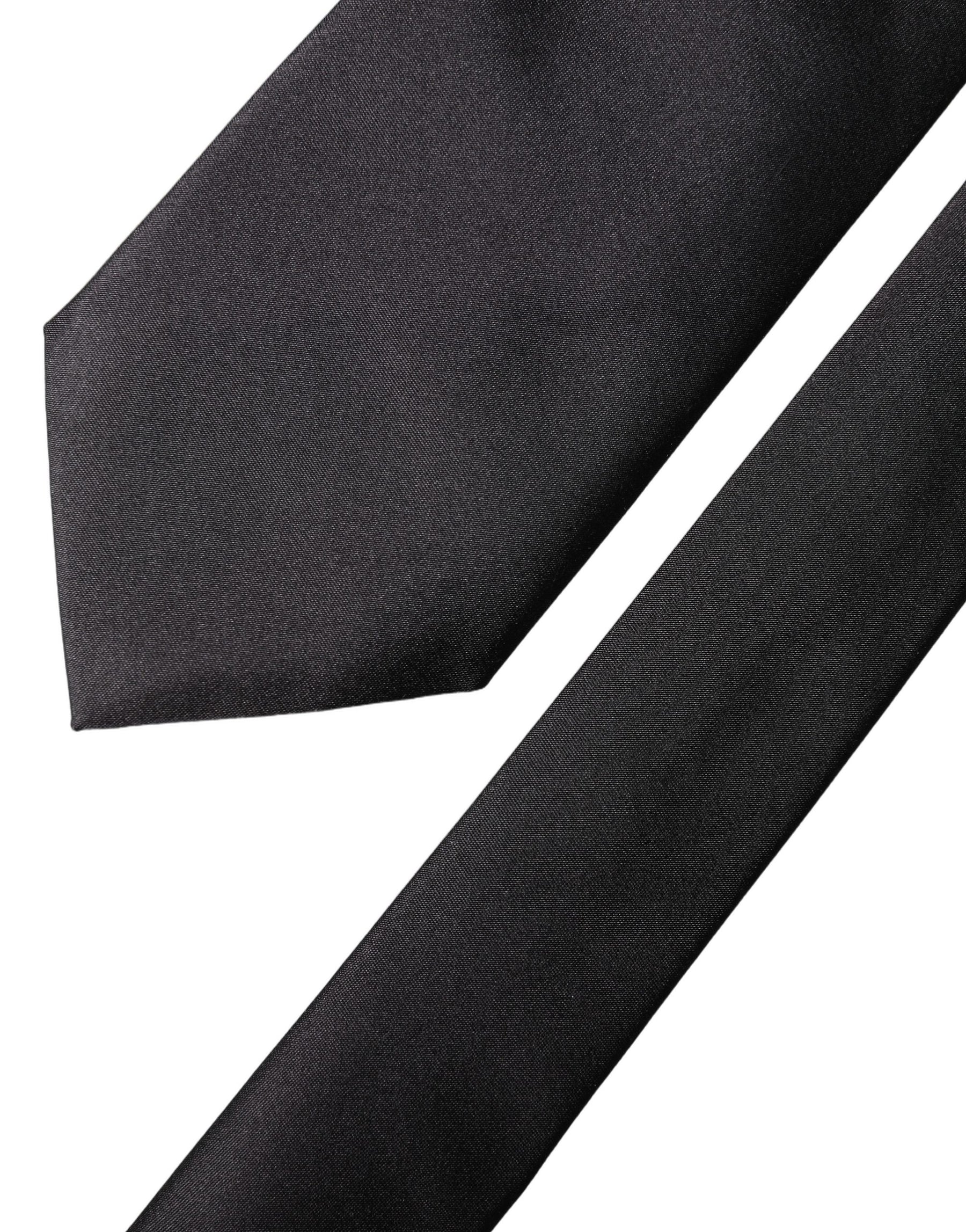 Dolce & Gabbana Black Satin 100% Silk Adjustable Women Tied Necktie Tie | Regal Royce
