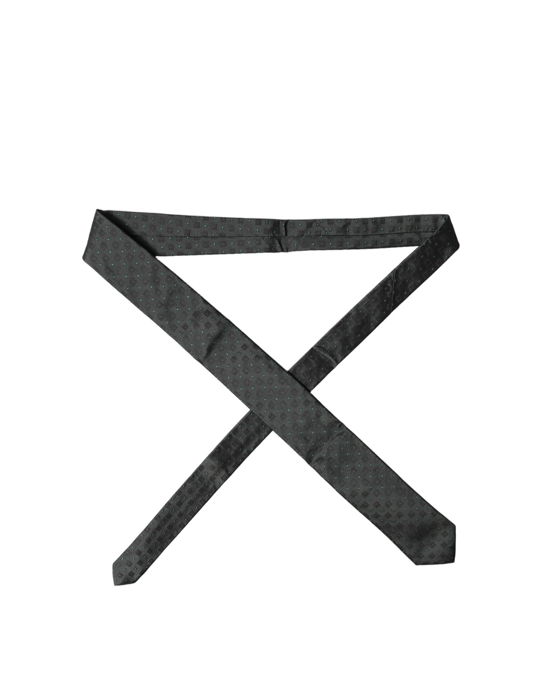 Dolce & Gabbana Black Geometric Silk Adjustable Men Tied Necktie Tie | Regal Royce