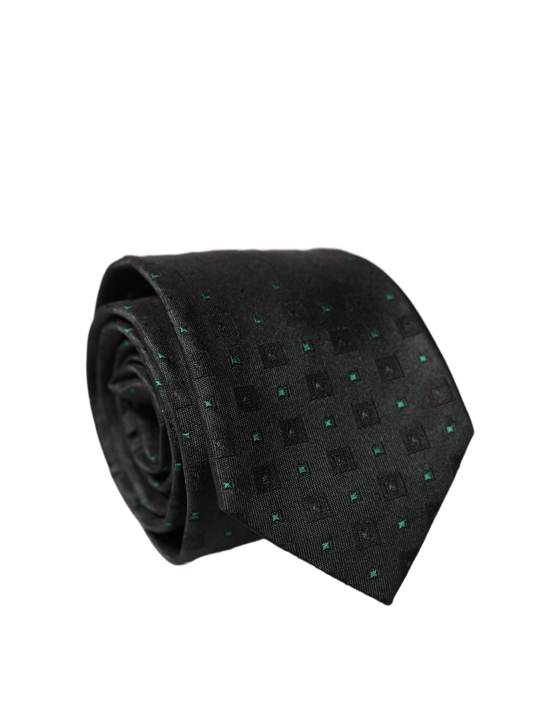 Dolce & Gabbana Black Geometric Silk Adjustable Men Tied Necktie Tie | Regal Royce