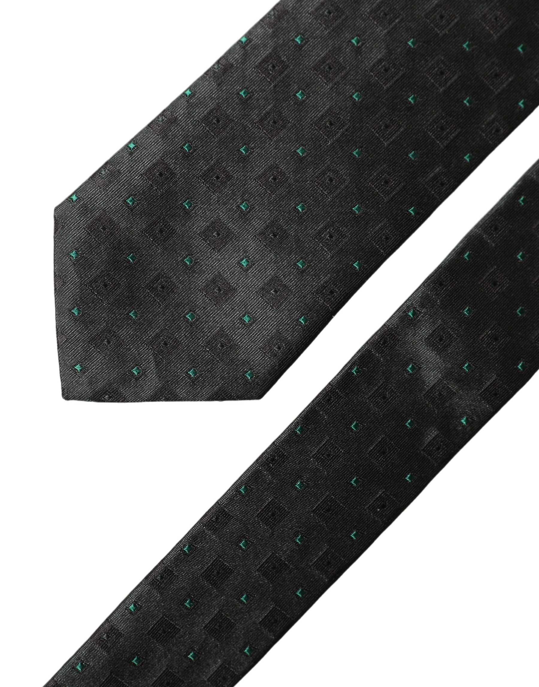 Dolce & Gabbana Black Geometric Silk Adjustable Men Tied Necktie Tie | Regal Royce