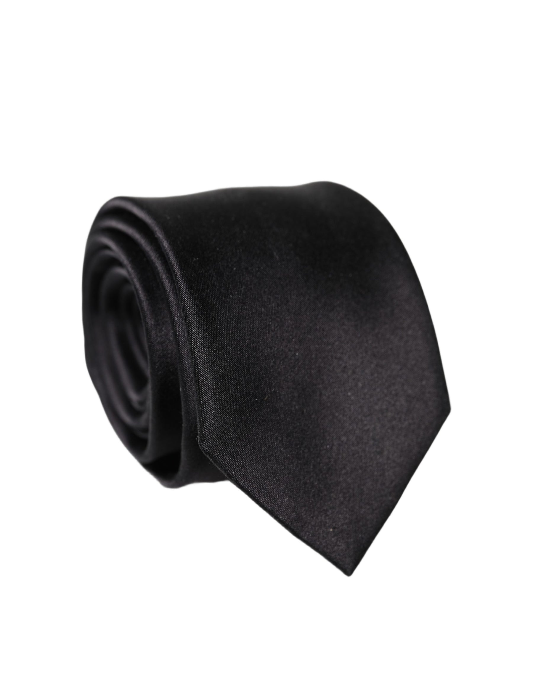 Dolce & Gabbana Black Solid Silk Satin Wide Adjustable Men Necktie Tie | Regal Royce