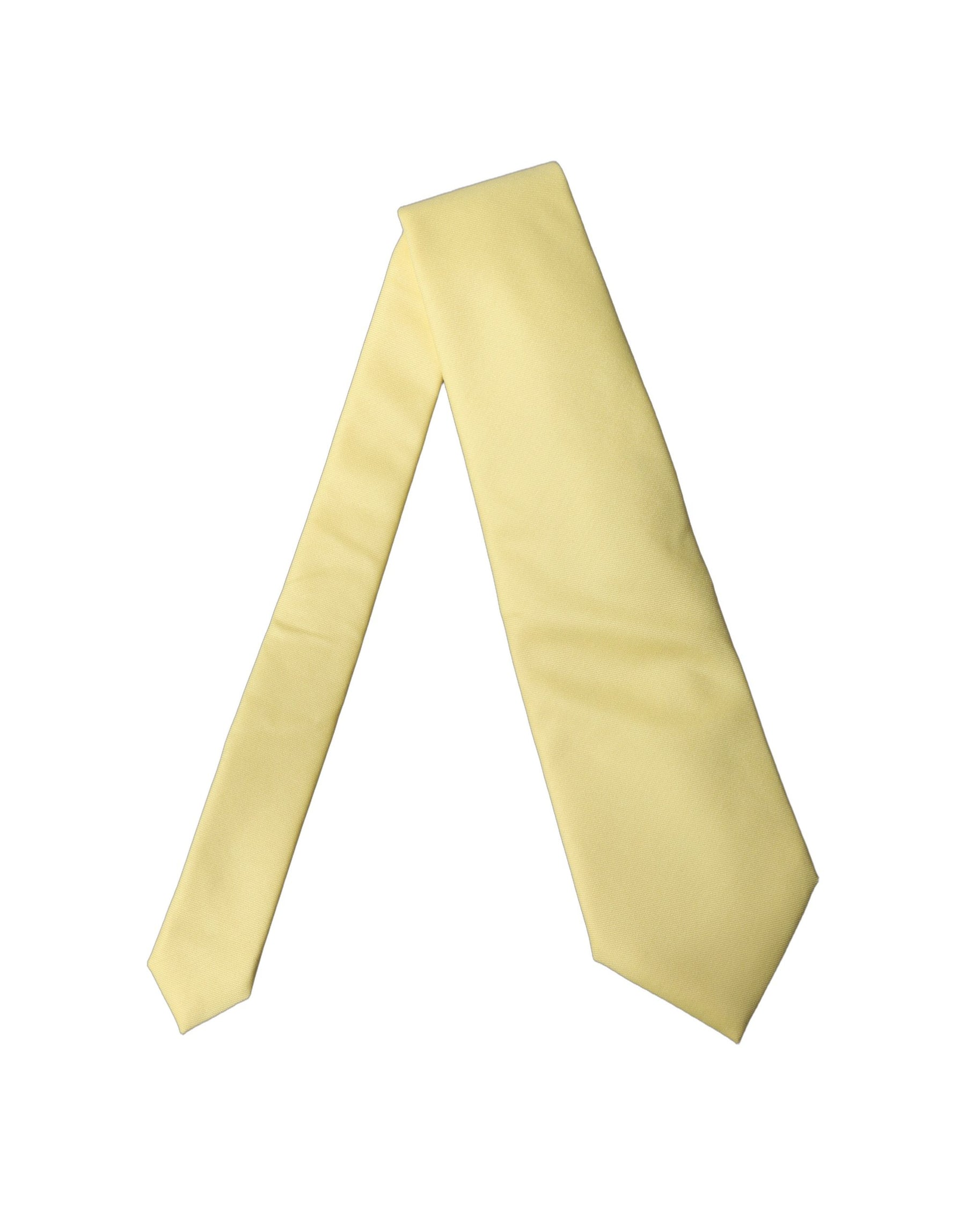 Dolce & Gabbana Yellow Solid Satin Silk Adjustable Women Tied Necktie Tie | Regal Royce