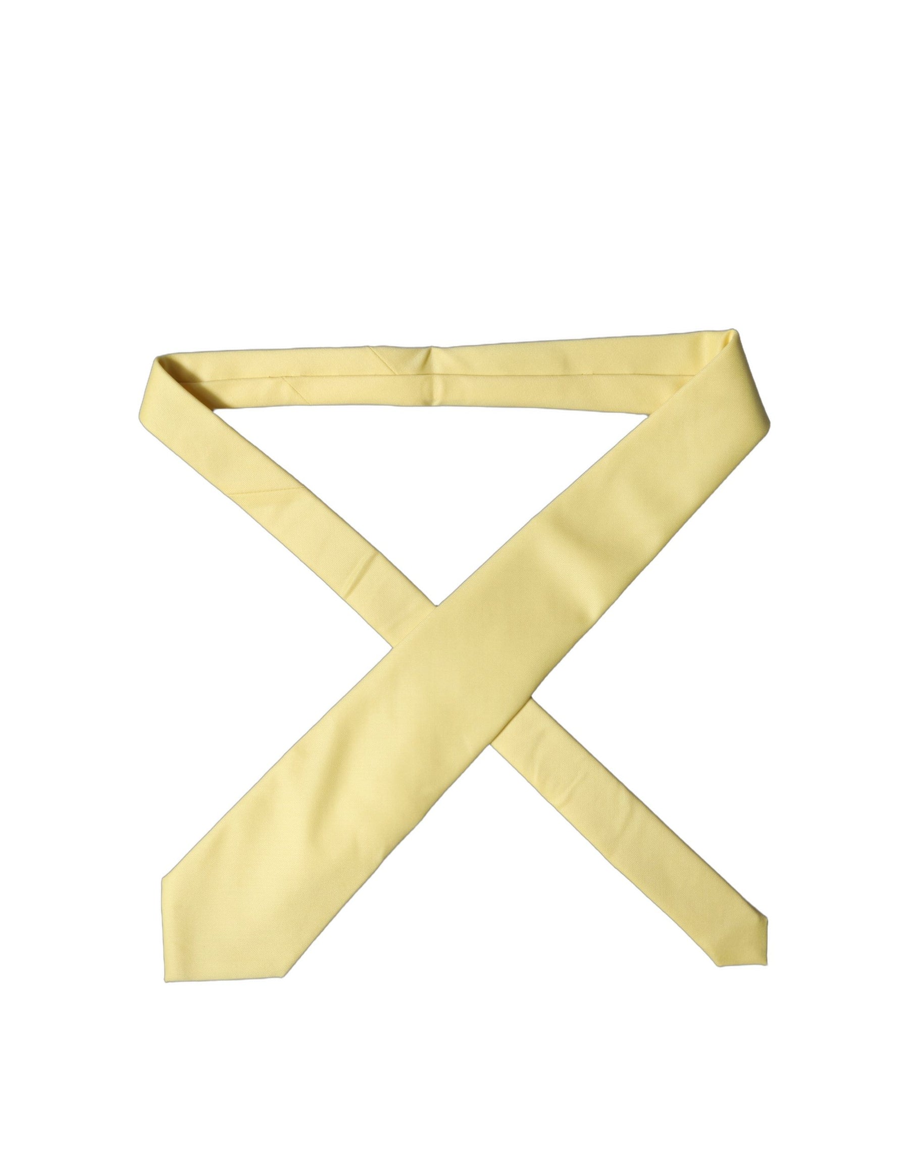 Dolce & Gabbana Yellow Solid Satin Silk Adjustable Women Tied Necktie Tie | Regal Royce