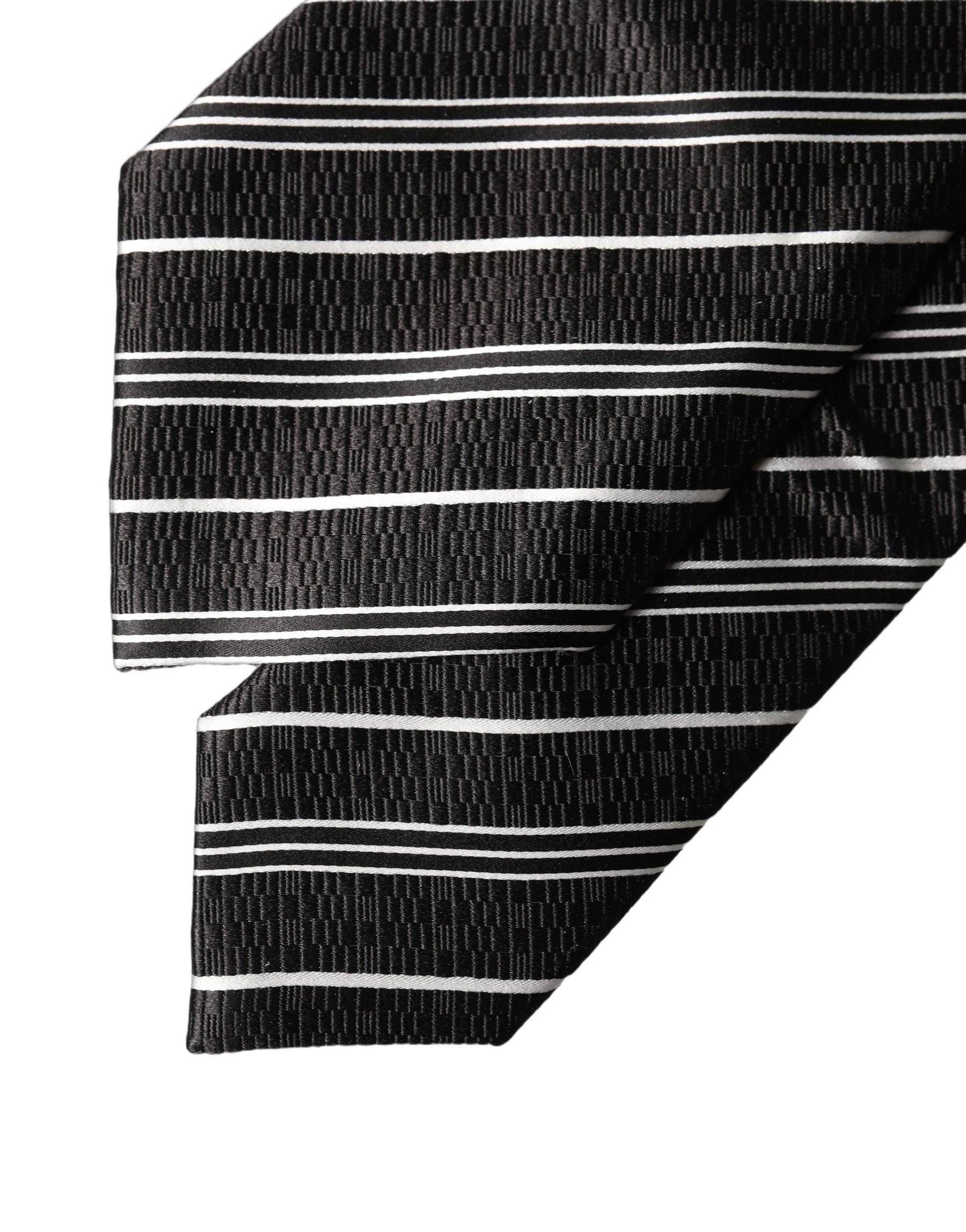 Dolce & Gabbana Black White Stripes Silk Adjustable Women Necktie Tie | Regal Royce