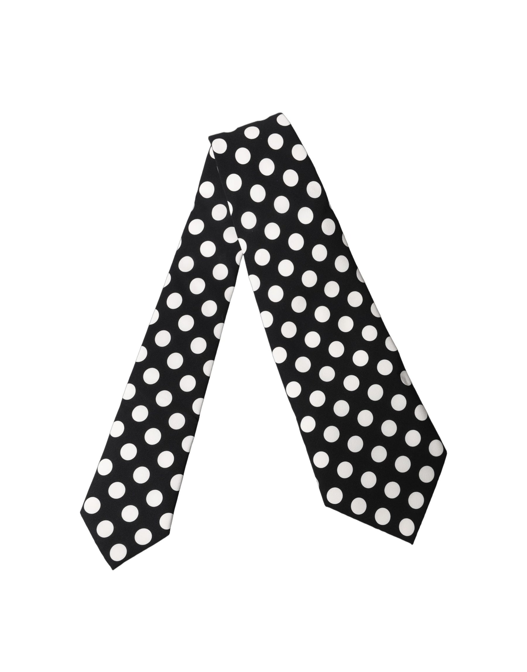 Dolce & Gabbana Black White Polka Dot Silk Adjustable Women Necktie Tie | Regal Royce