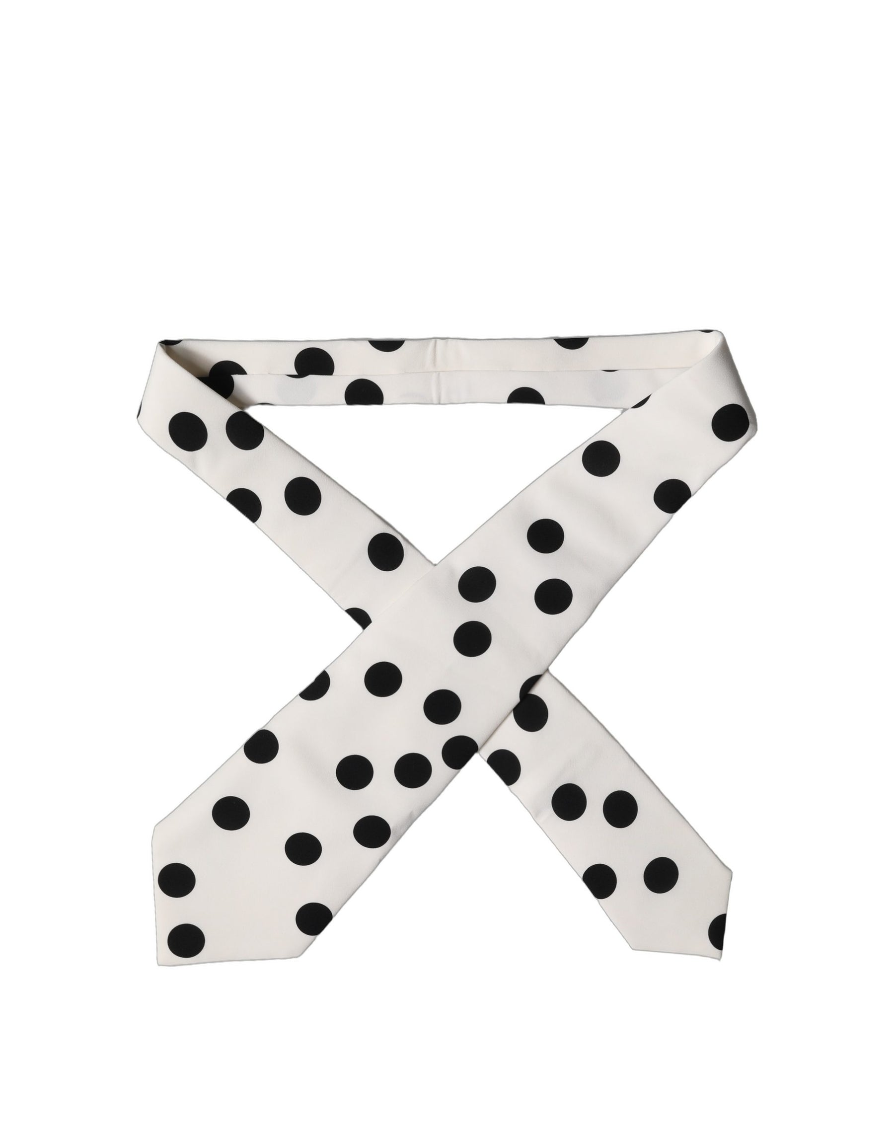 Dolce & Gabbana White Black Polka Dot Silk Adjustable Women Necktie Tie | Regal Royce