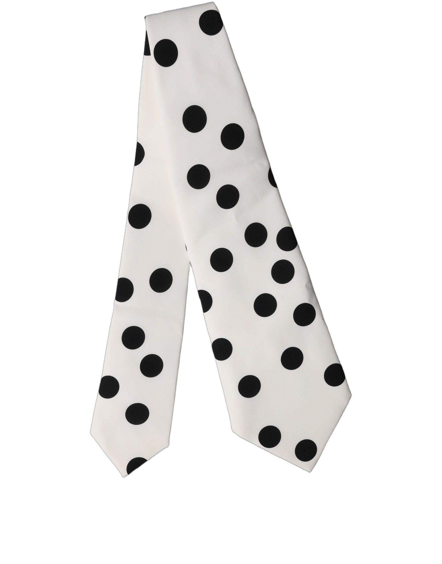 Dolce & Gabbana White Black Polka Dot Silk Adjustable Women Necktie Tie | Regal Royce