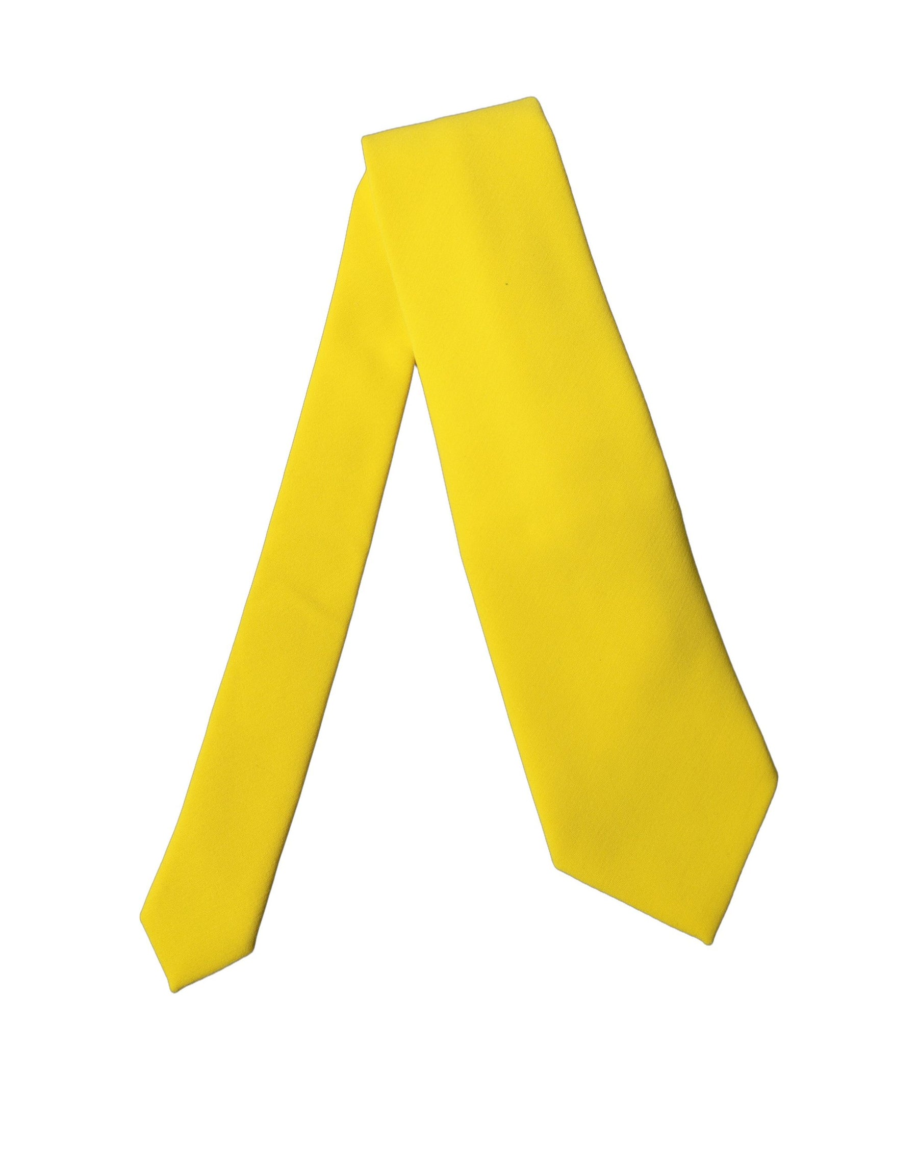 Dolce & Gabbana Yellow Solid Polyester Adjustable Women Tied Necktie Tie | Regal Royce