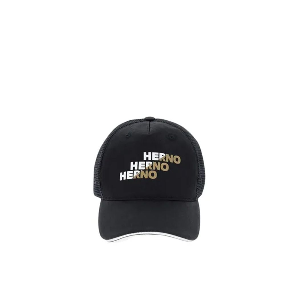 Herno Black Cotton Cap (Baseball Hat) | Regal Royce