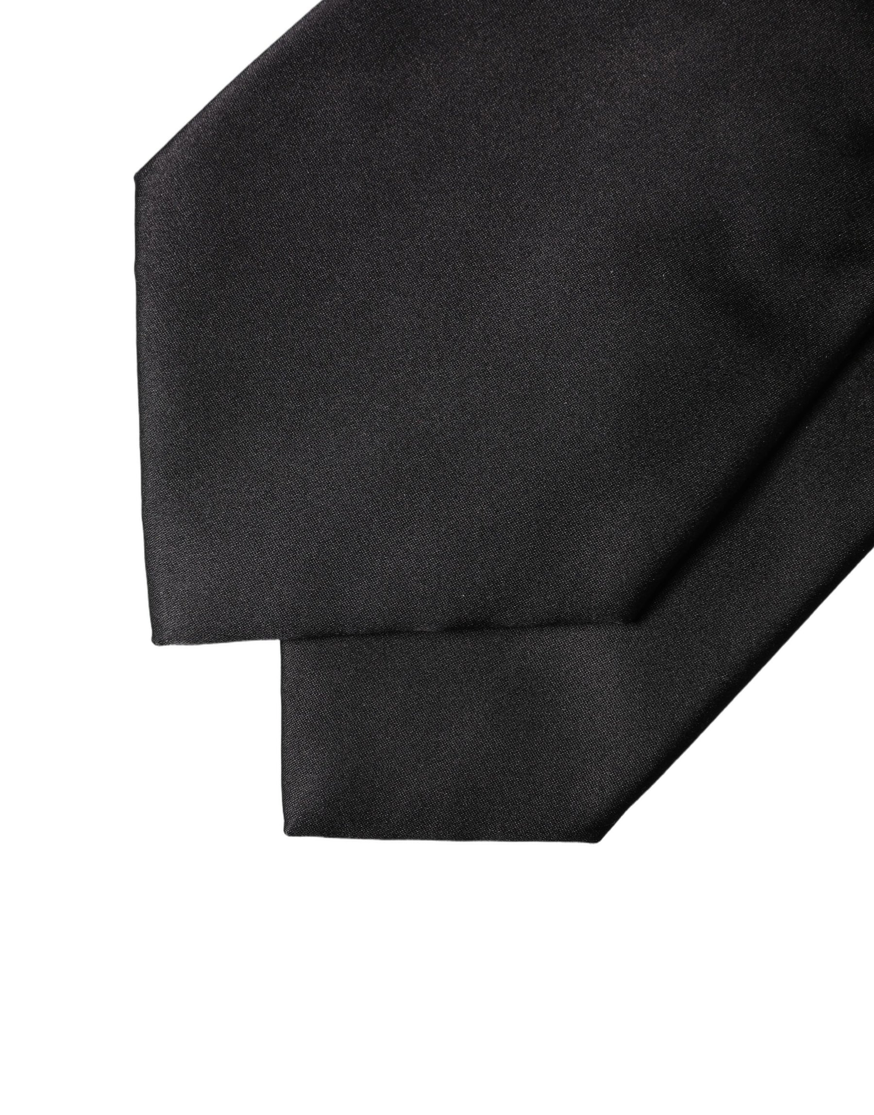 Dolce & Gabbana Black Satin Silk Blend Adjustable Women Tied Necktie Tie | Regal Royce