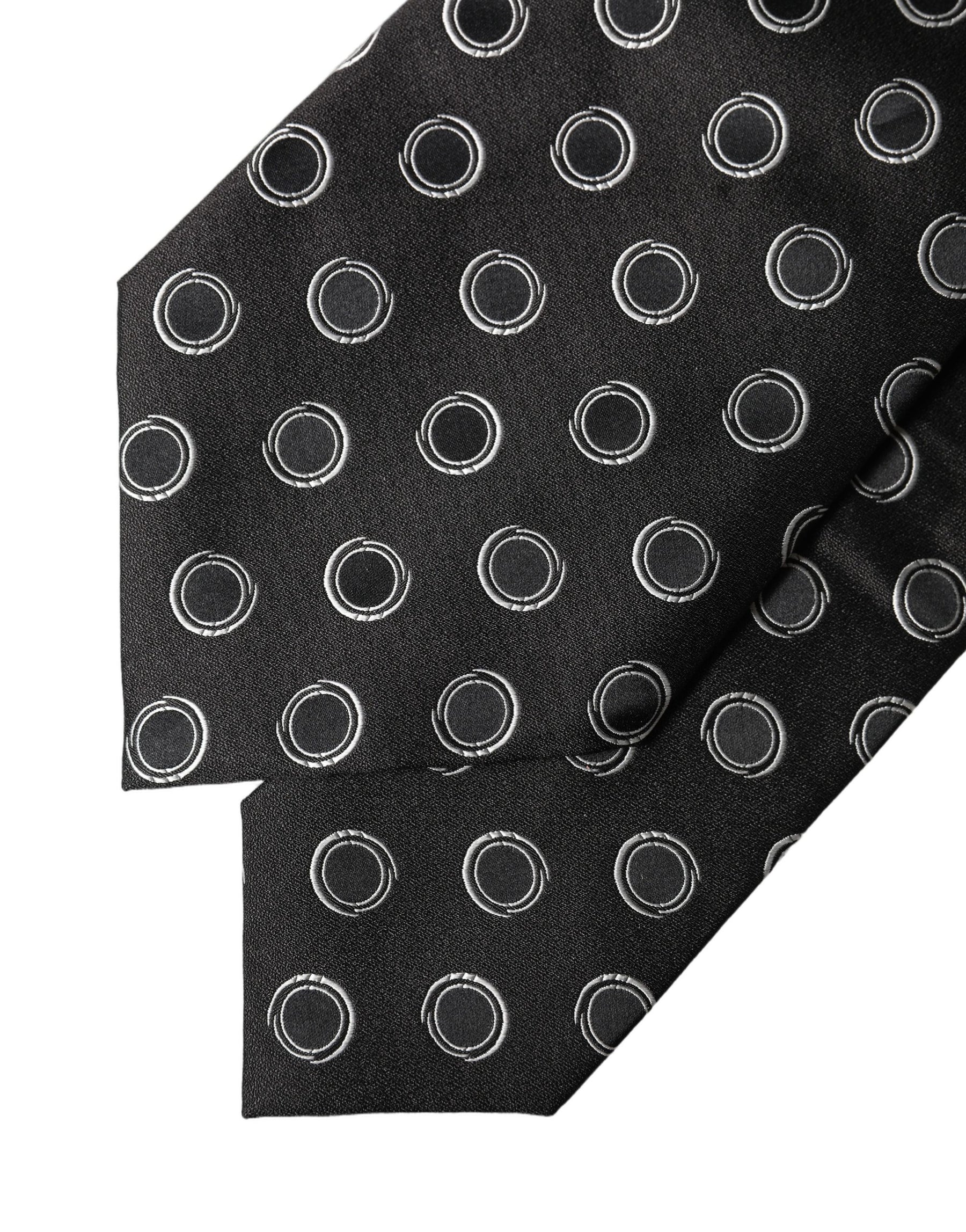 Dolce & Gabbana Black White Polka Dot Silk Adjustable Women Necktie Tie | Regal Royce