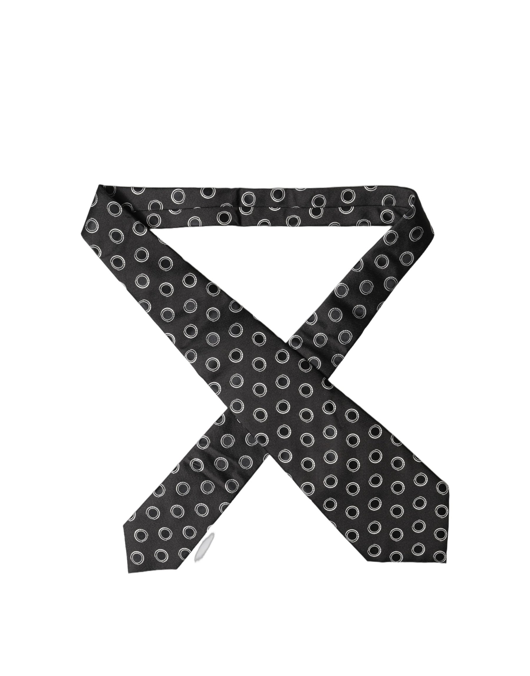Dolce & Gabbana Black White Polka Dot Silk Adjustable Women Necktie Tie | Regal Royce