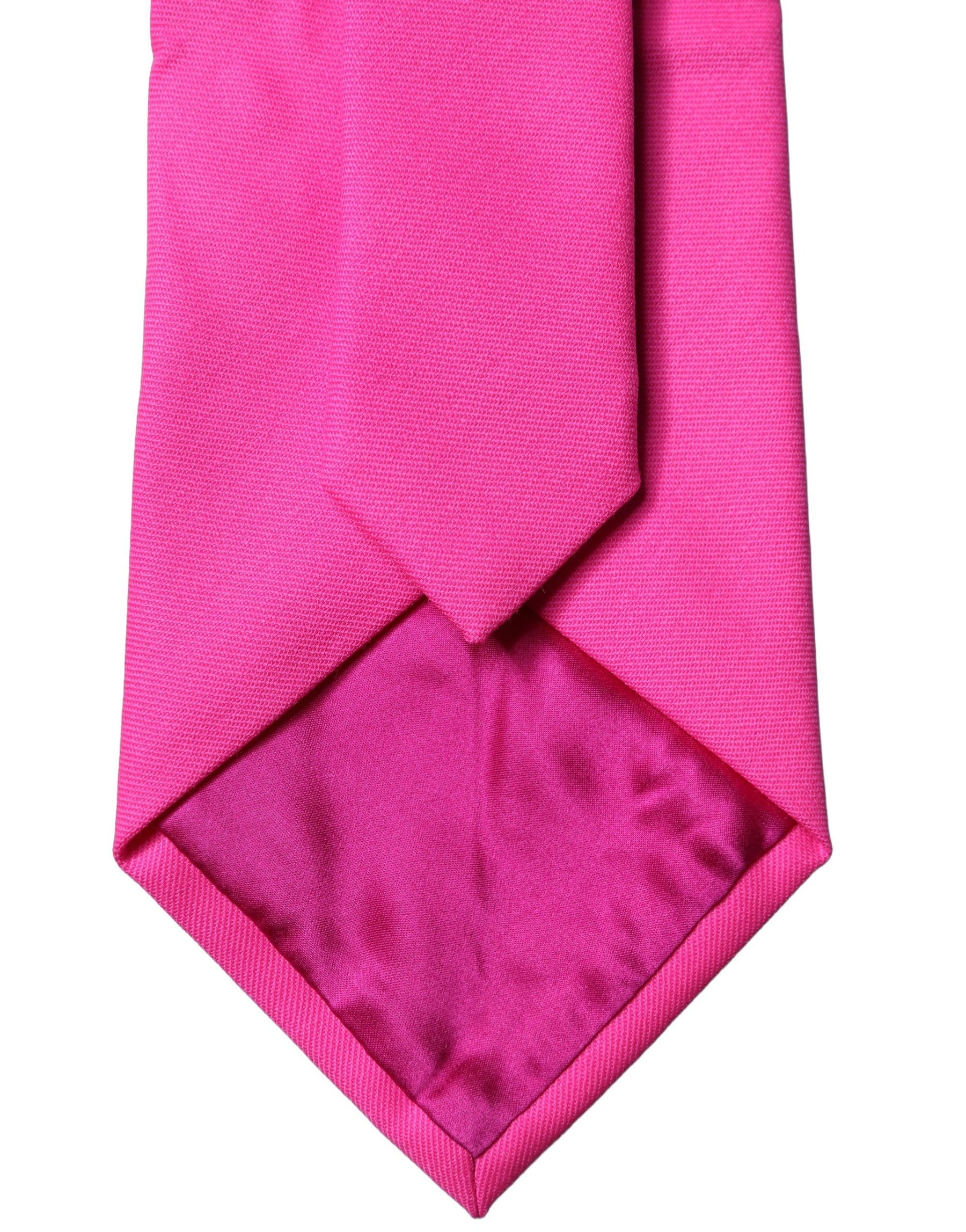 Dolce & Gabbana Neon Pink Solid Satin Silk Adjustable Women Necktie Tie | Regal Royce
