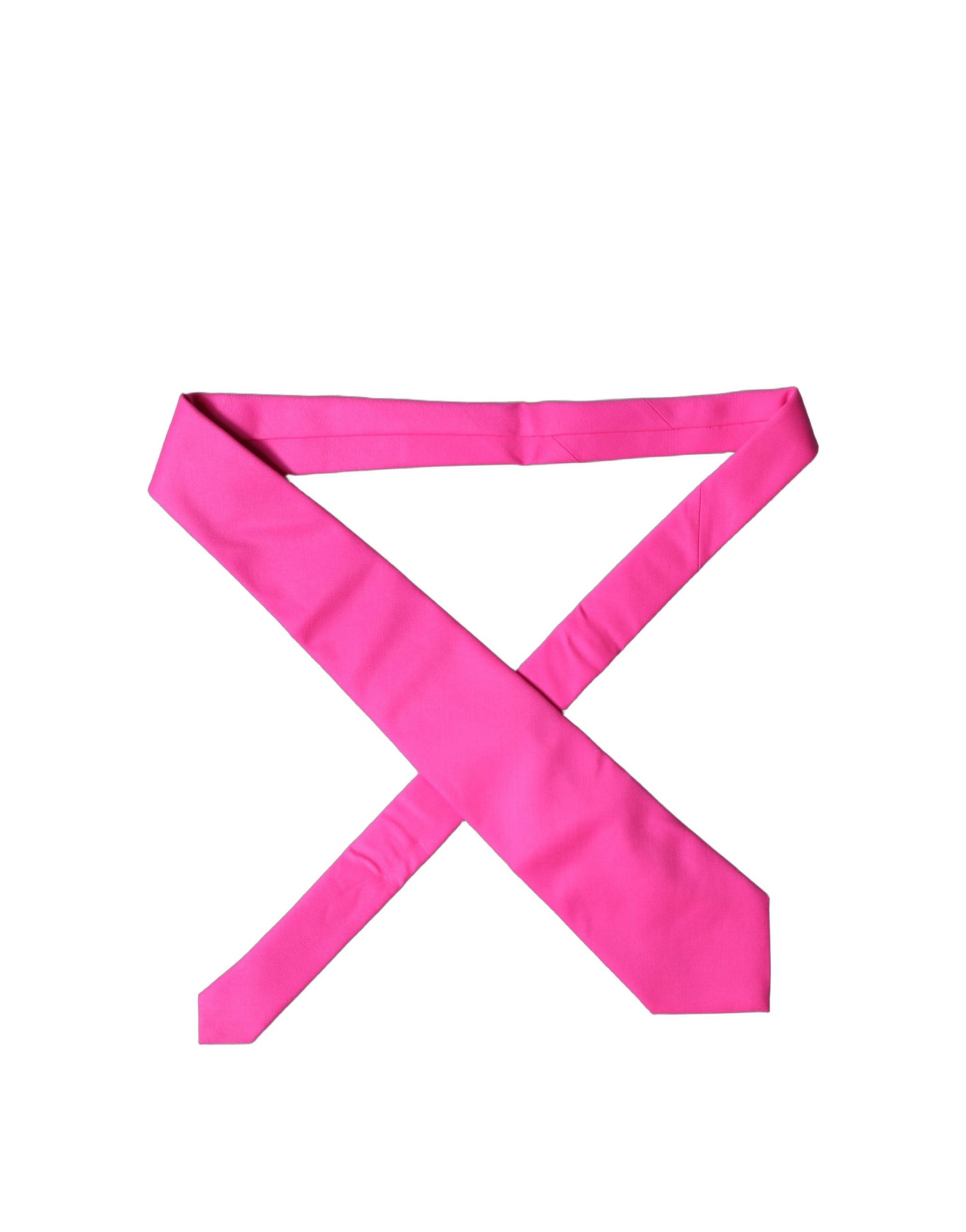 Dolce & Gabbana Neon Pink Solid Satin Silk Adjustable Women Necktie Tie | Regal Royce