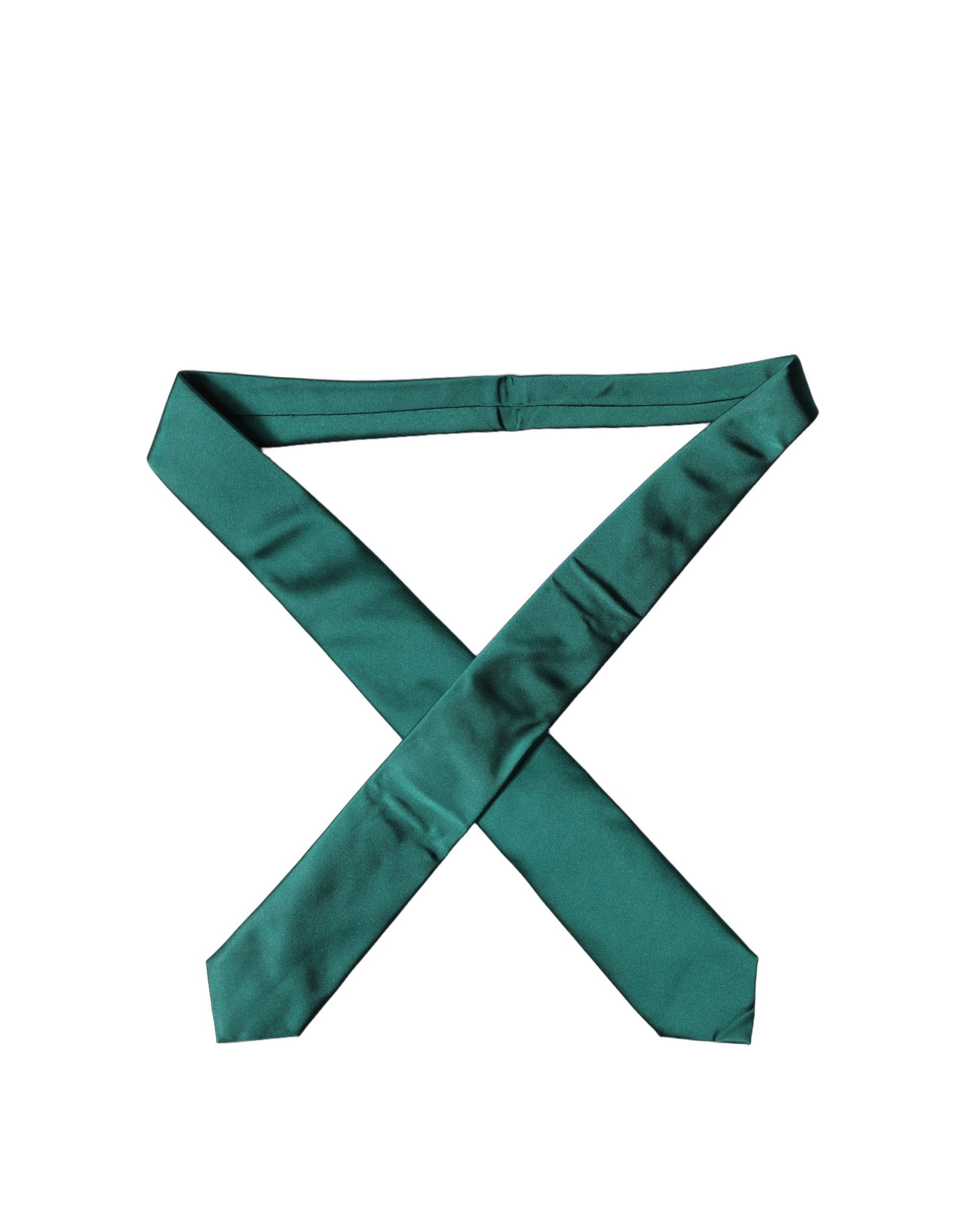 Dolce & Gabbana Dark Green Satin Silk Adjustable Women Tied Necktie Tie | Regal Royce