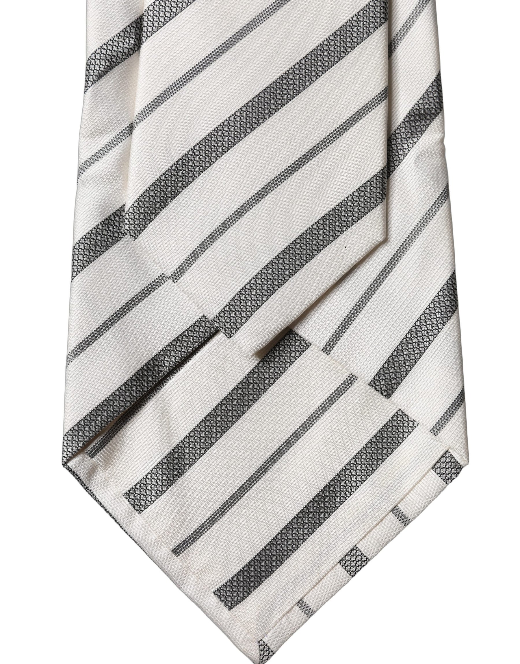 Dolce & Gabbana Black White Stripes Silk Adjustable Women Necktie Tie | Regal Royce