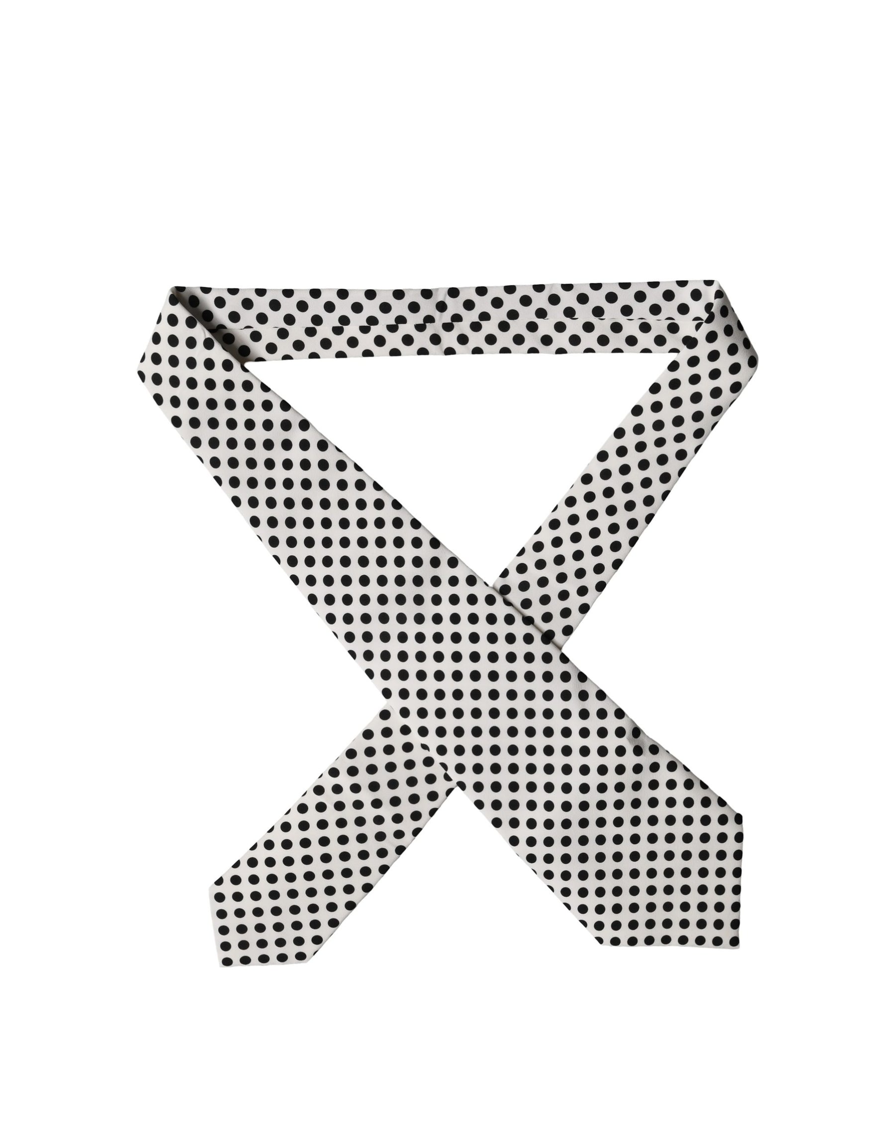 Dolce & Gabbana White Black Polka Dot Silk Adjustable Women Necktie Tie | Regal Royce