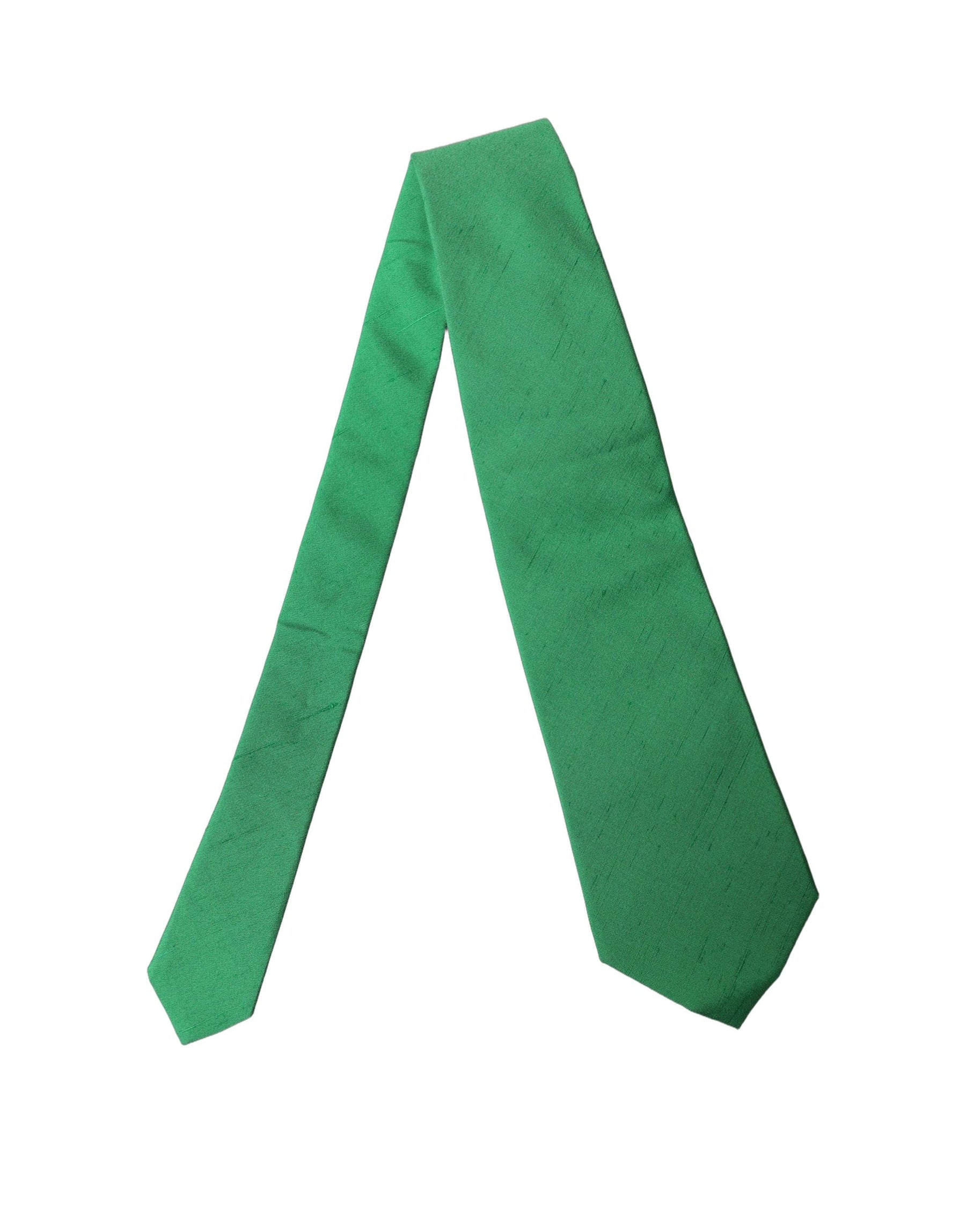 Dolce & Gabbana Green Solid Silk Cotton Adjustable Women Necktie Tie | Regal Royce