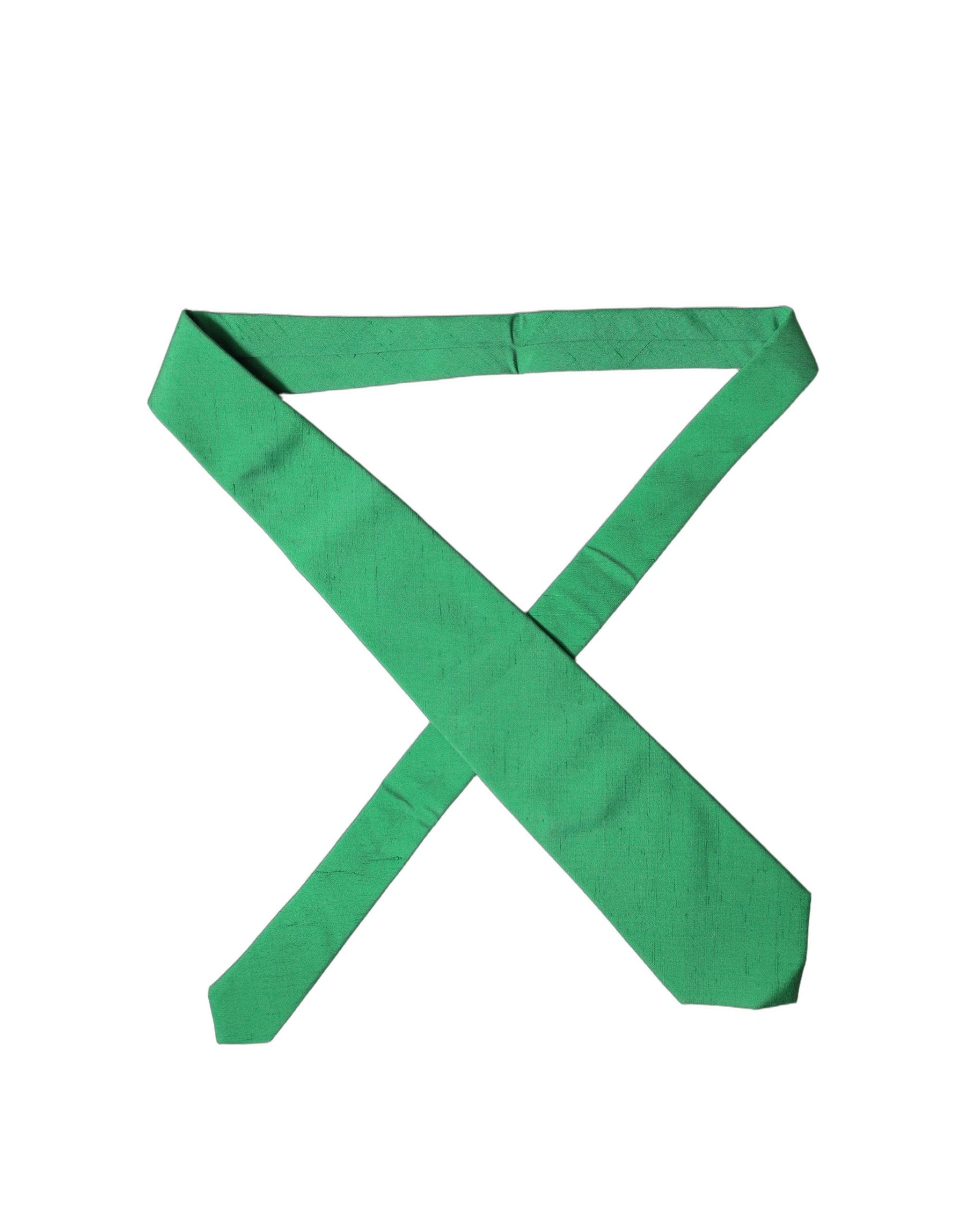 Dolce & Gabbana Green Solid Silk Cotton Adjustable Women Necktie Tie | Regal Royce