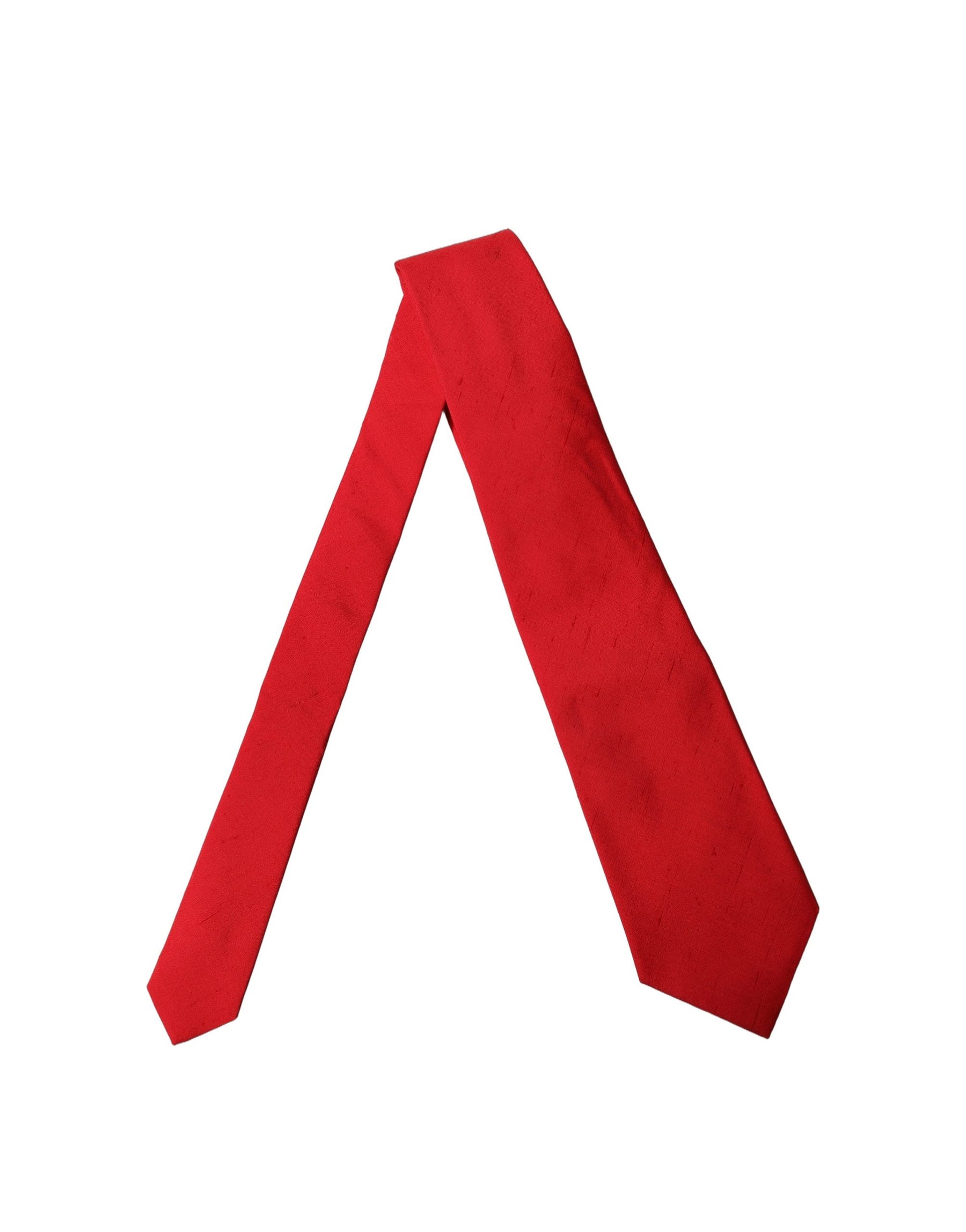 Dolce & Gabbana Red Solid Silk Cotton Adjustable Women Necktie Tie | Regal Royce